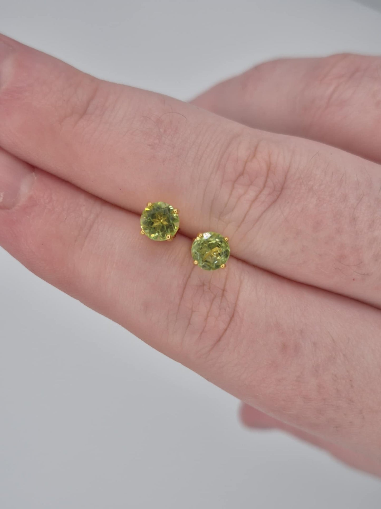 1.60ct Peridot Solitaire Stud Earrings in Yellow Gold Overlay 925 Sterling Silver