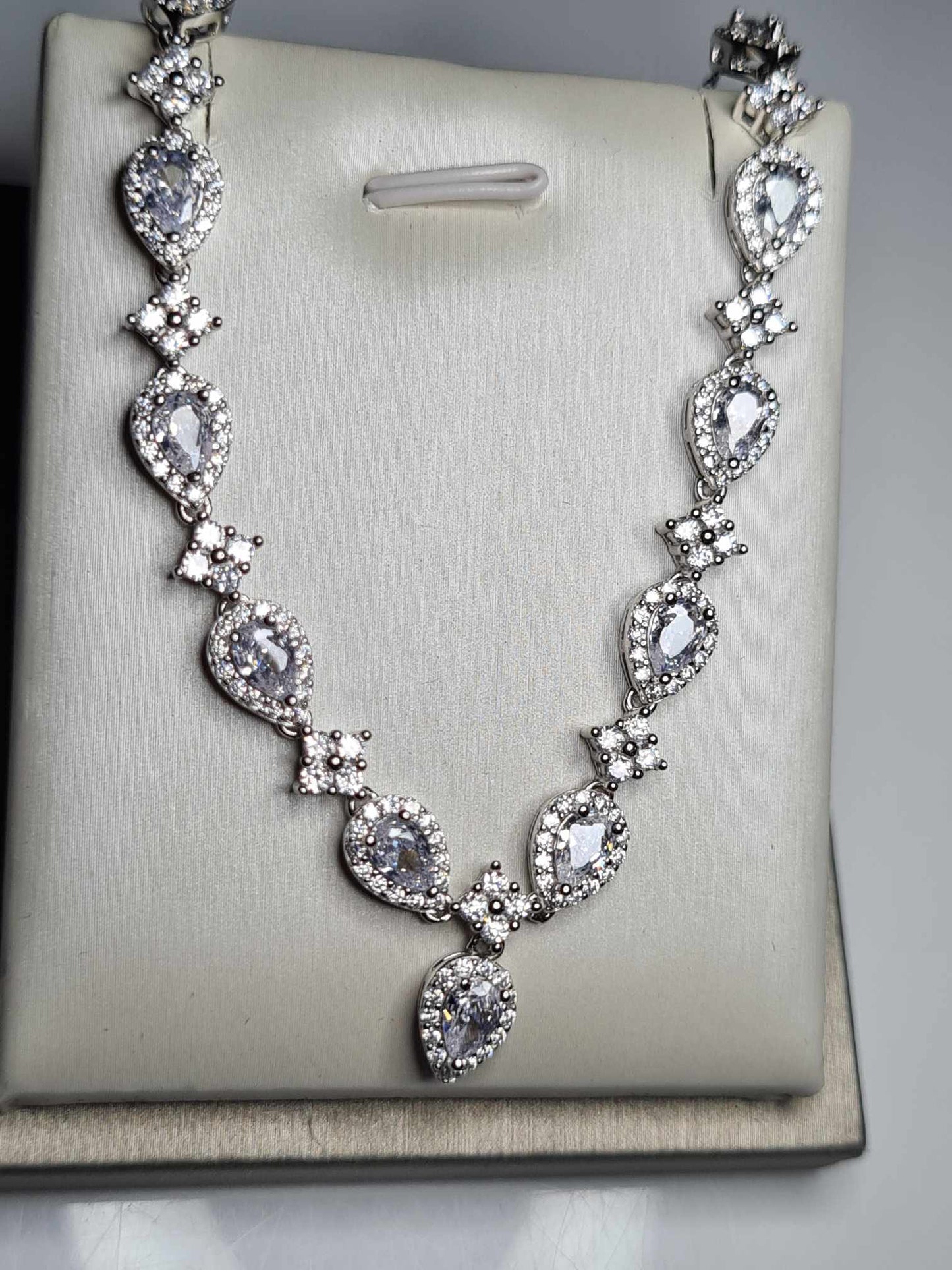 13.25ct Cubic Zirconia Necklace 925 Sterling Silver With Rhodium Overlay