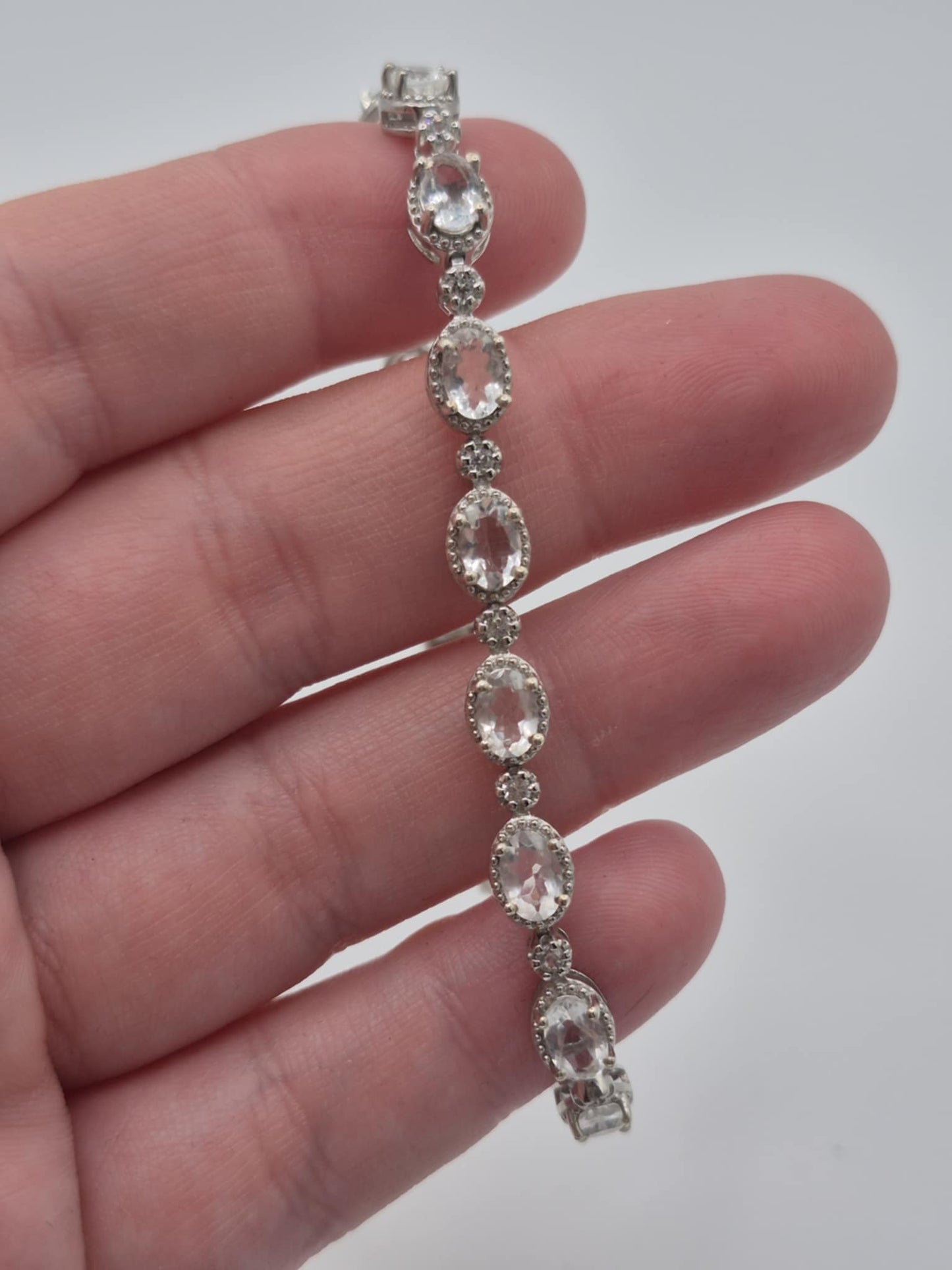 6.50ct Hyalite Opal and Natural Cambodian Zircon Bracelet in Platinum Overlay Sterling Silver