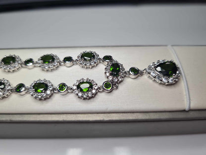 14.63 Natural Russian Diopside & Natural Zircon Necklace in Rhodium Overlay 925 Sterling Silver