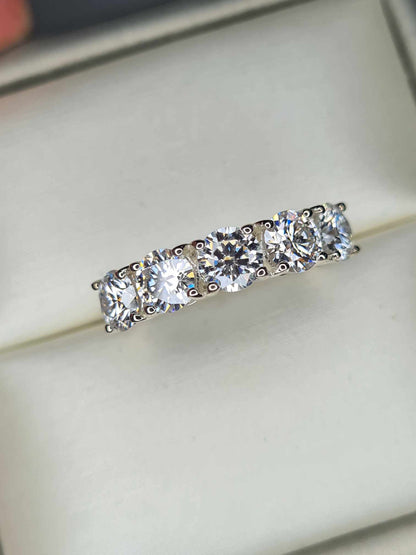 1.74 Ct Moissanite 5 Stone Ring in Platinum Overlay 925 Sterling Silver SIZE M