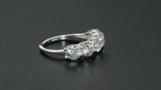 Swarovski Zirconia Round 5 Stone Ring Sterling Silver SIZE Q