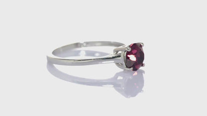 Purple Solitaire Swarovski Crystal Sterling Silver Ring SIZE O