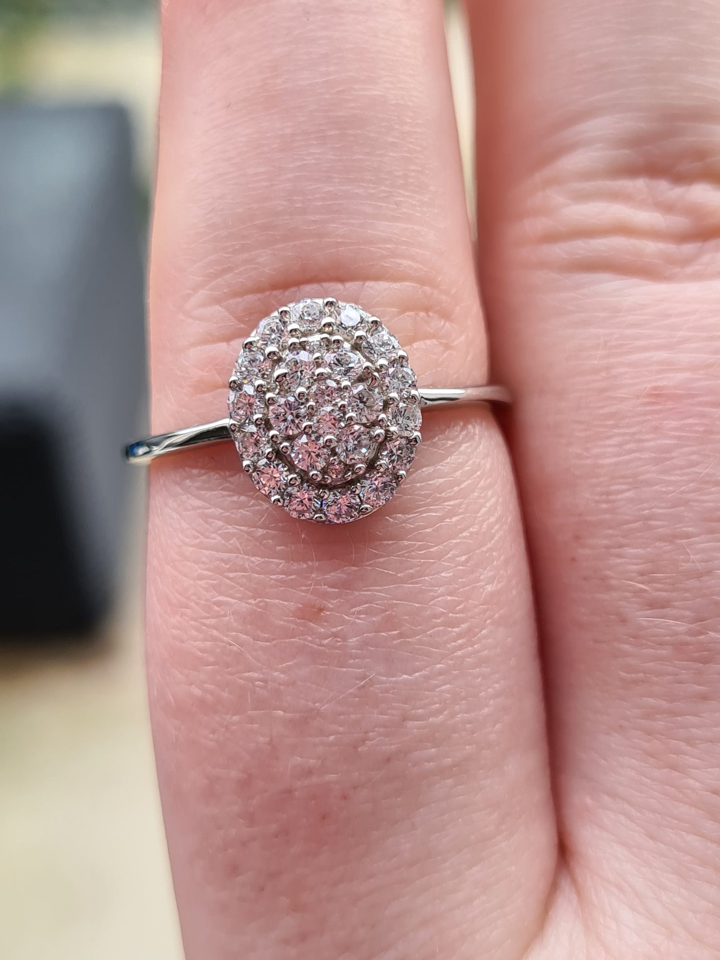 Swarovski Zirconia Cluster Halo Ring Sterling Silver SIZE S