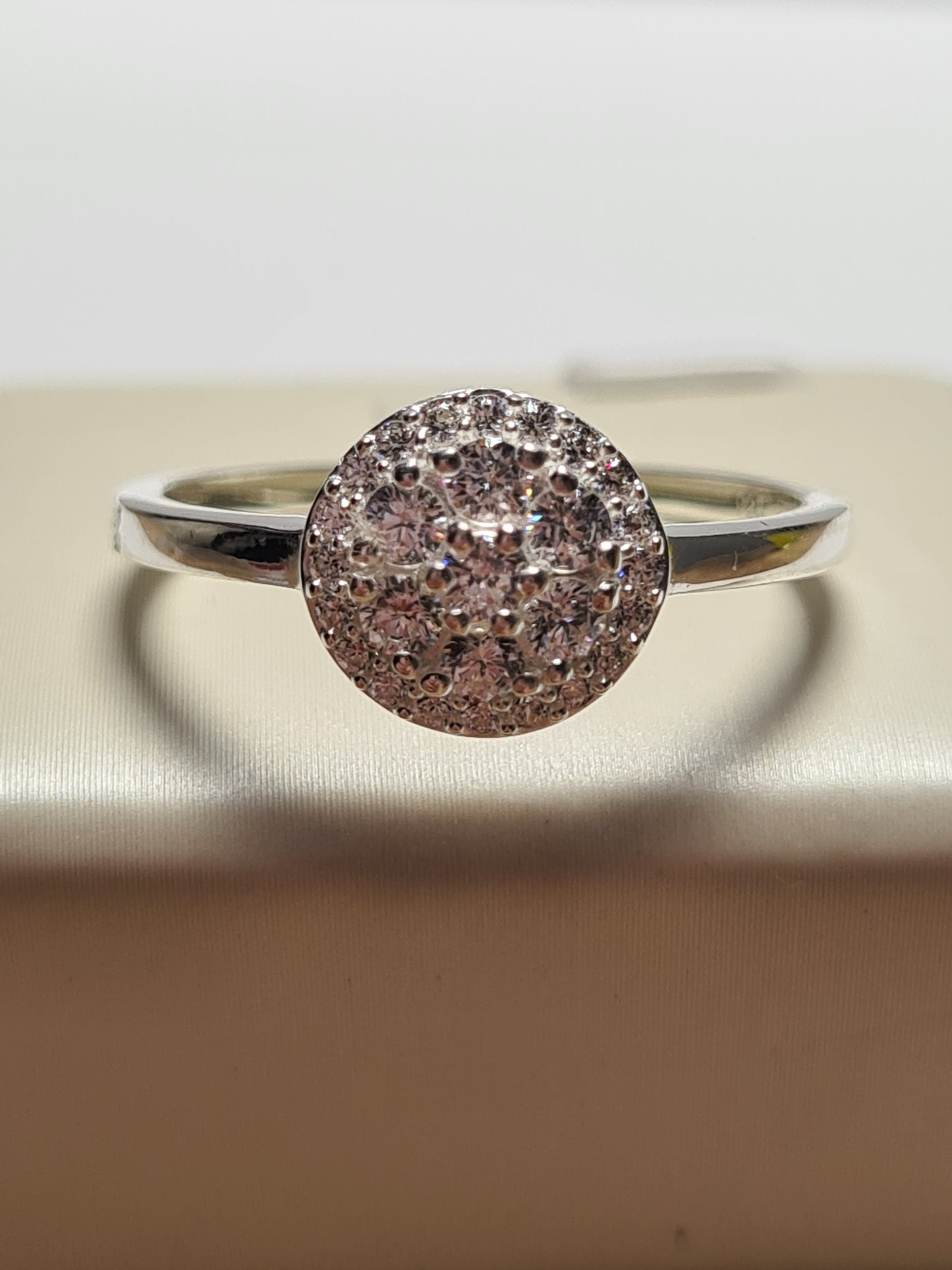 Swarovski Zirconia Round Cut Cluster Sterling Silver Ring SIZE T