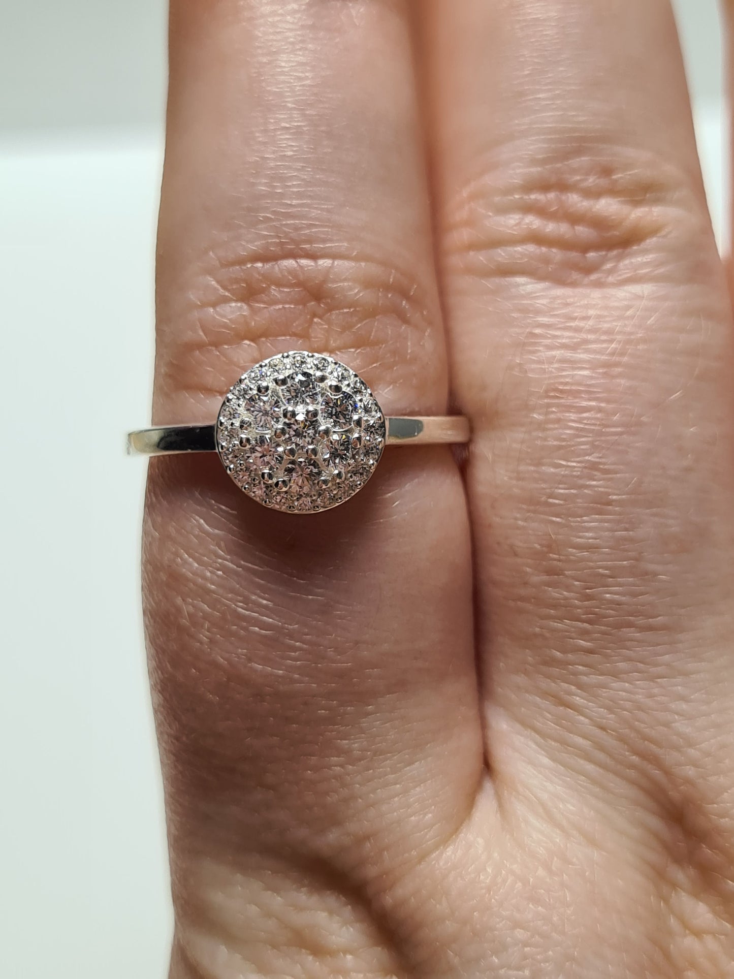 Swarovski Zirconia Round Cut Cluster Sterling Silver Ring SIZE T