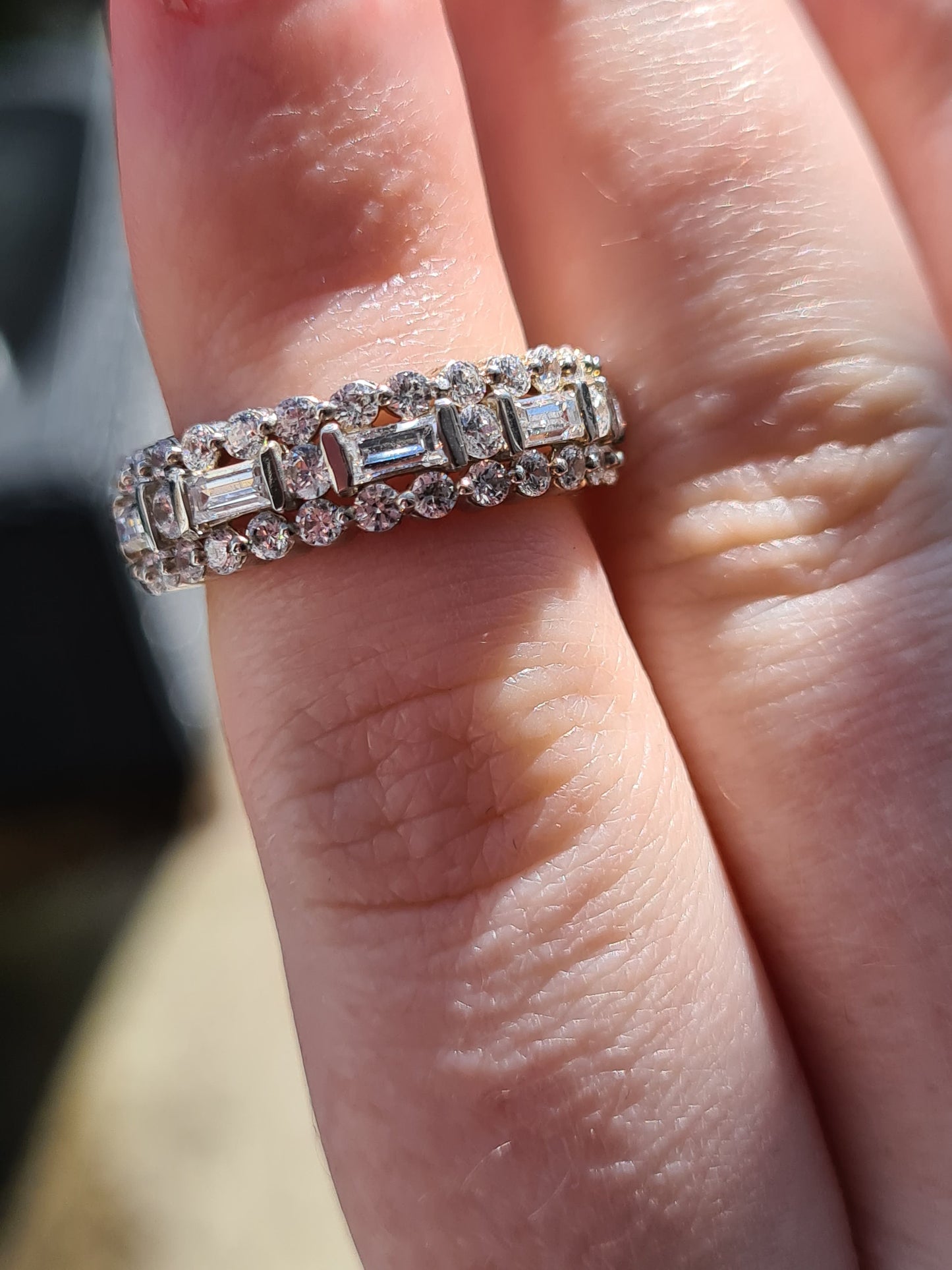 Swarovski Zirconia Half Eternity Ring Sterling Silver SIZES J , P