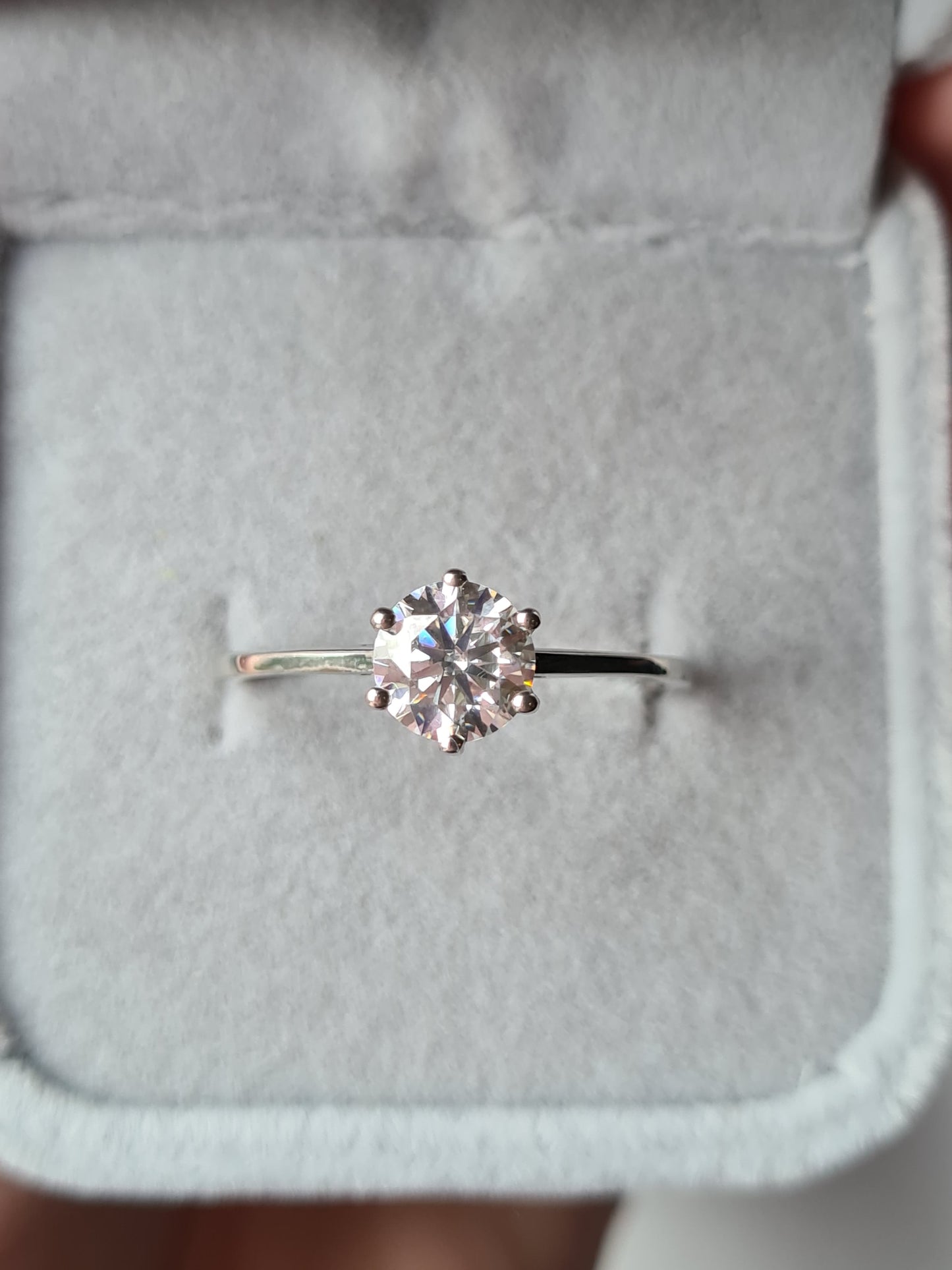 1ct Moissanite Solitaire Ring 925 Sterling Silver SIZE S