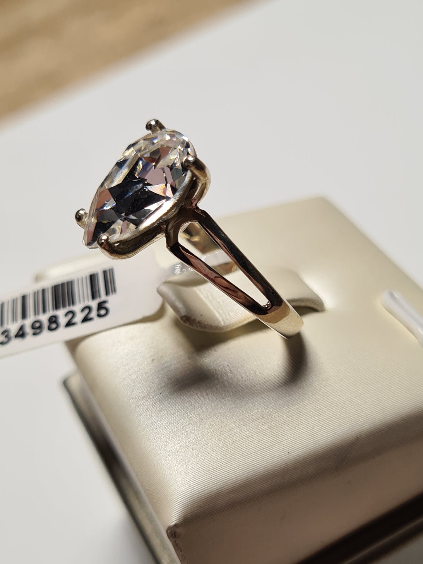 Swarovski Crystal Pear Cut Ring 925 Sterling Silver SIZE M