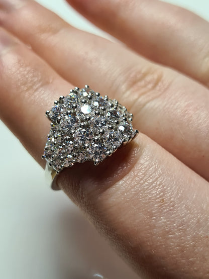 5.16ct Swarovski Zirconia Cluster Ring 925 Sterling Silver SIZE O