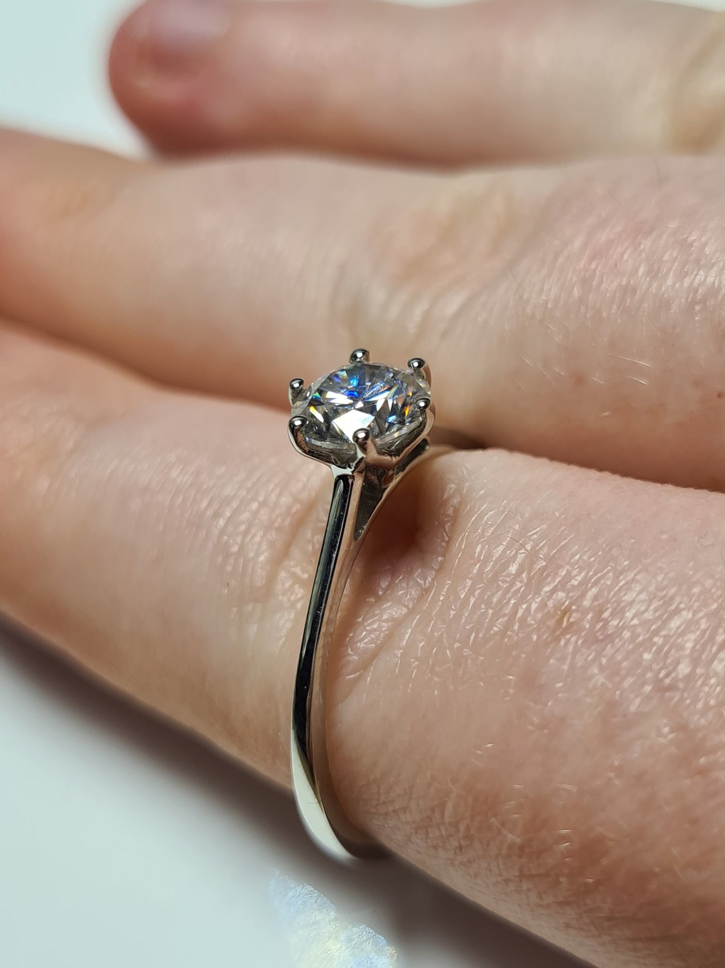 1ct Moissanite Solitaire Ring 925 Sterling Silver SIZE S