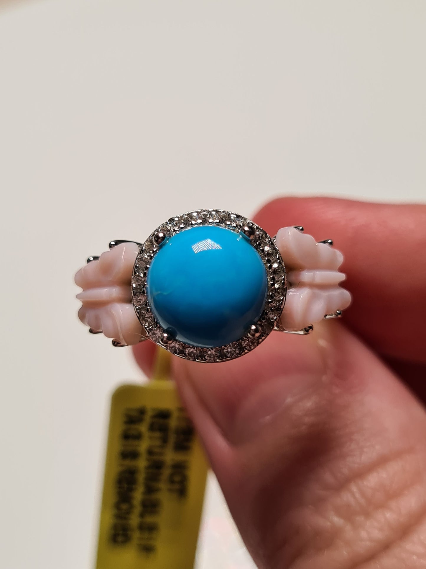 AA Arizona Sleeping Beauty Turquoise & Pink Mother of Pearl Ring SIZE R