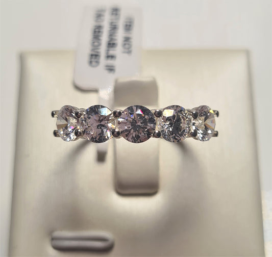 Swarovski Zirconia Round 5 Stone Ring Sterling Silver SIZE Q
