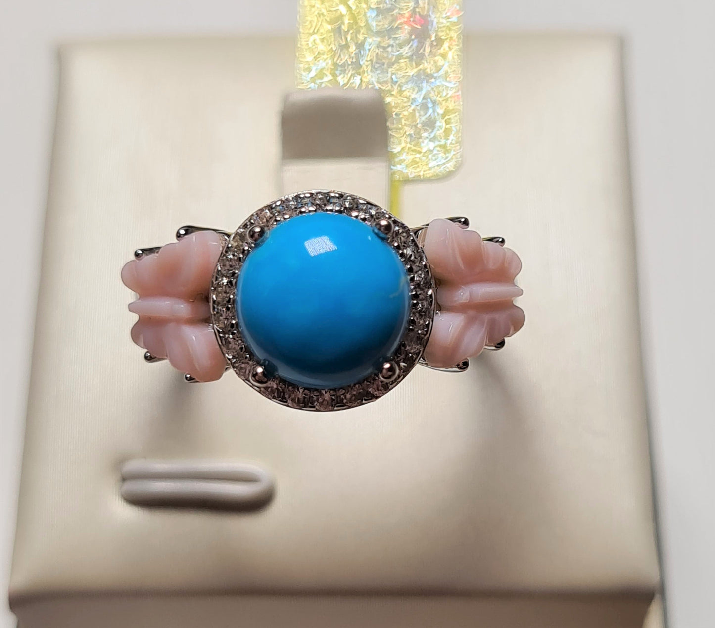 AA Arizona Sleeping Beauty Turquoise & Pink Mother of Pearl Ring SIZE R