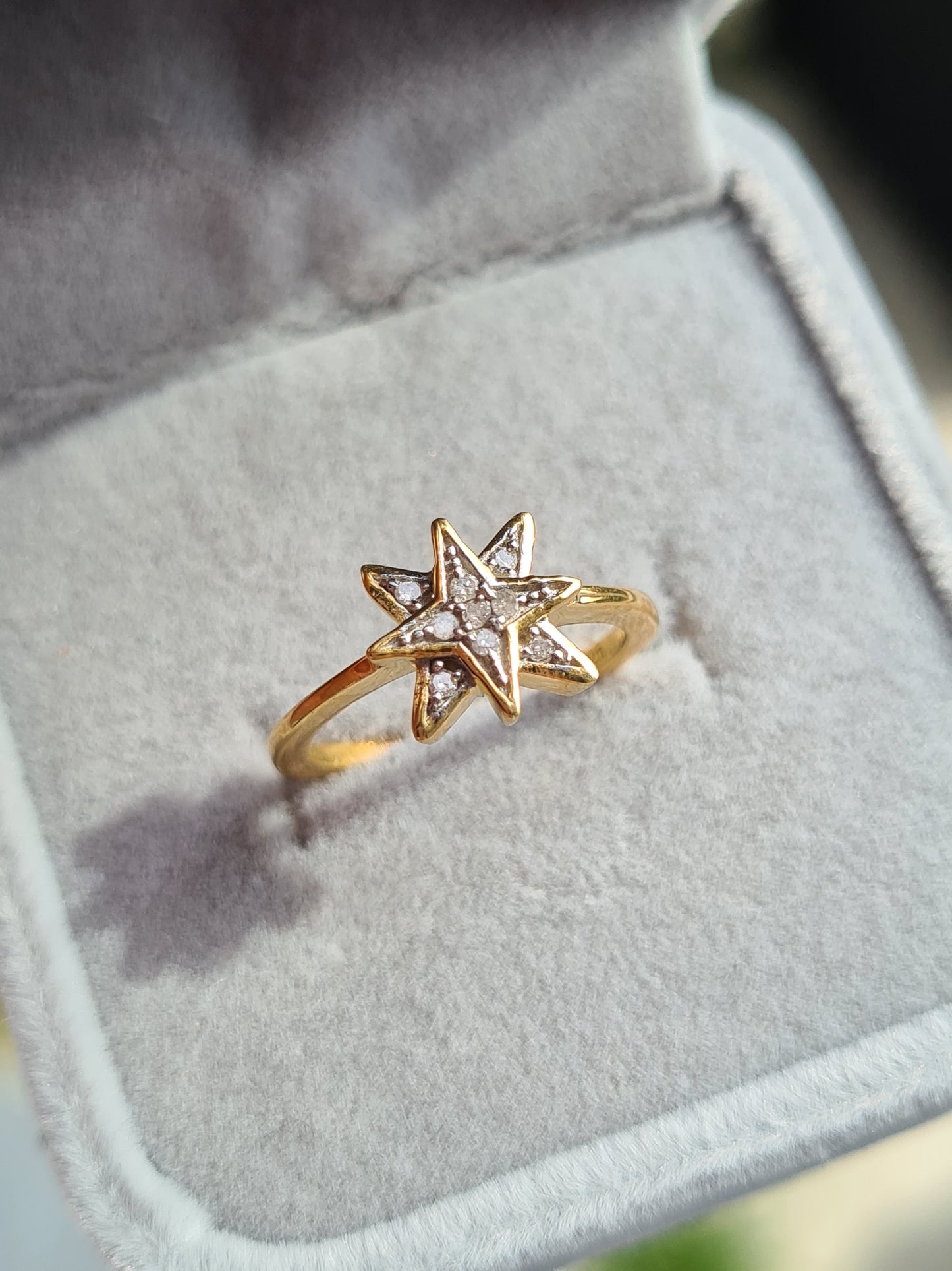 Natural Diamond Ring in 14K Gold Overlay Sterling Silver SIZE H