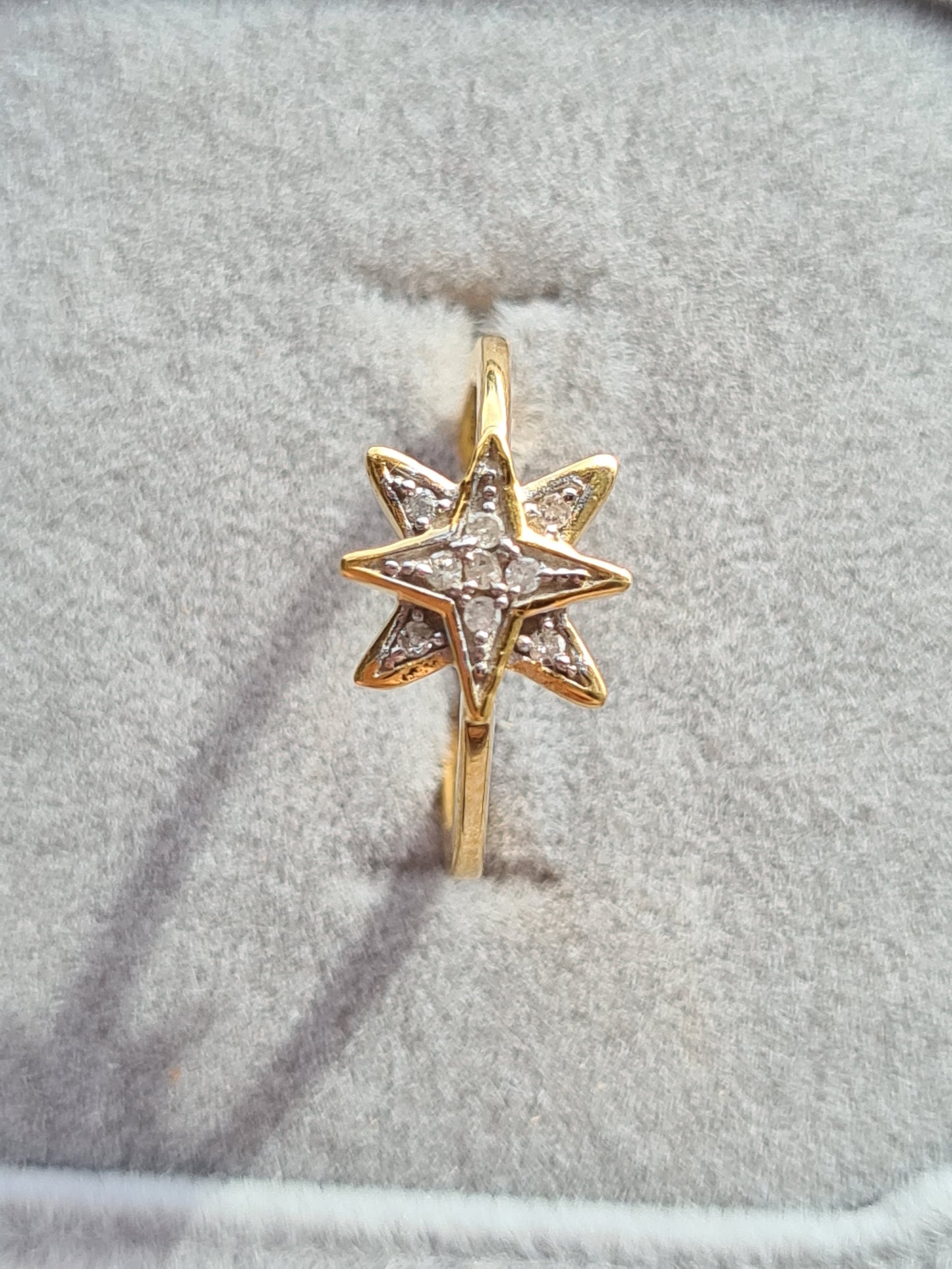 Natural Diamond Ring in 14K Gold Overlay Sterling Silver SIZE H
