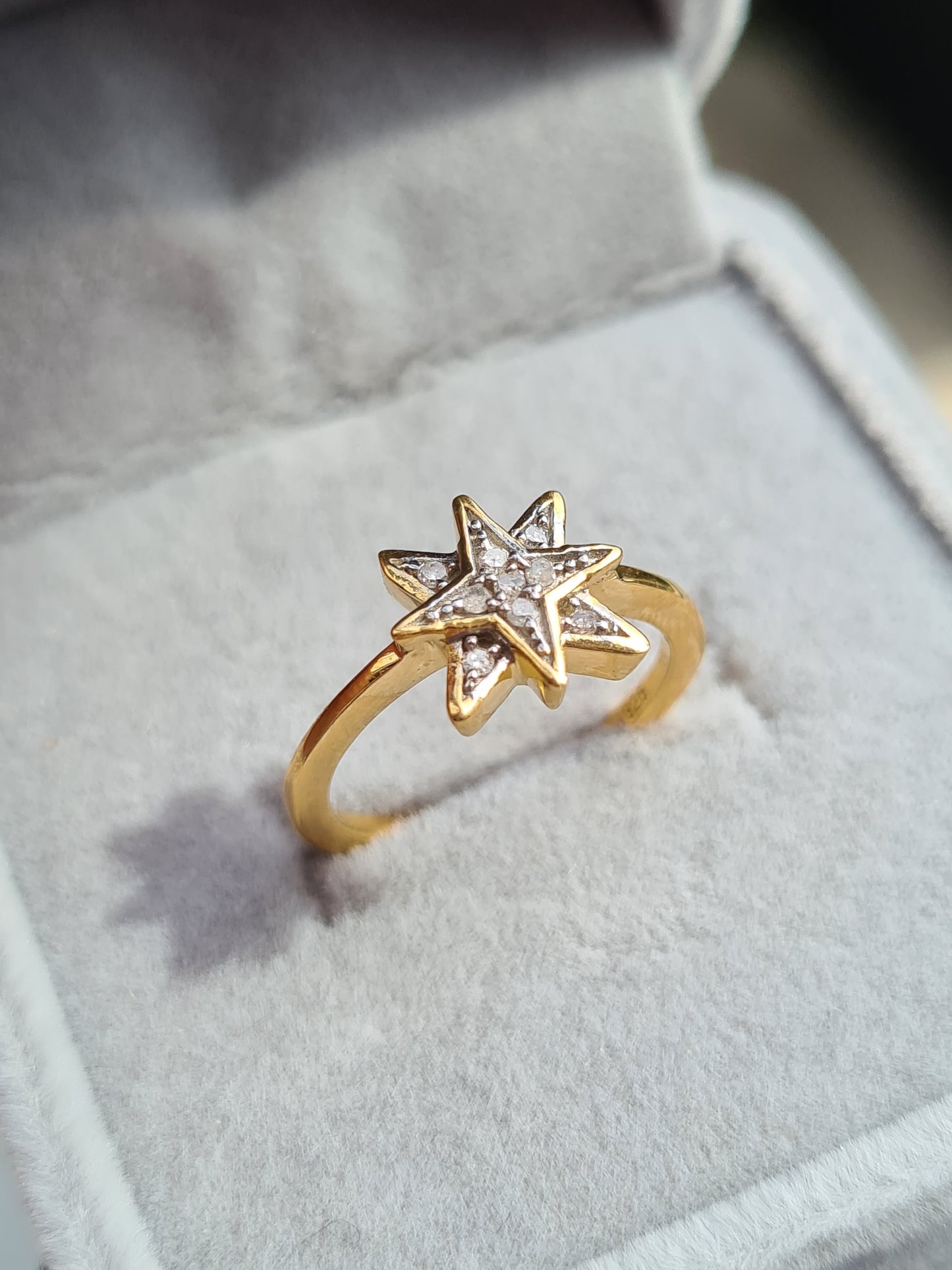 Natural Diamond Ring in 14K Gold Overlay Sterling Silver SIZE H