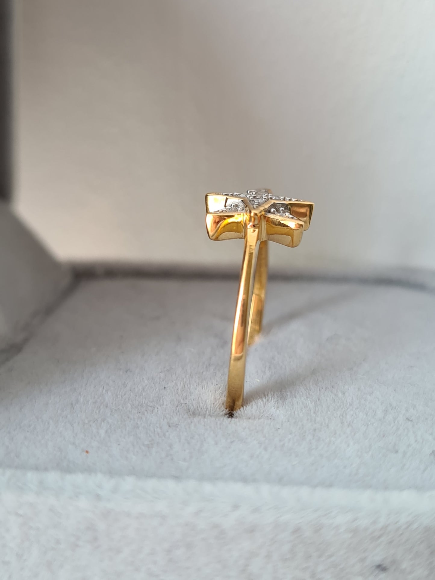 Natural Diamond Ring in 14K Gold Overlay Sterling Silver SIZE H