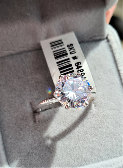 Simulated Diamond Solitaire Ring Set in 925 Sterling Silver SIZE O
