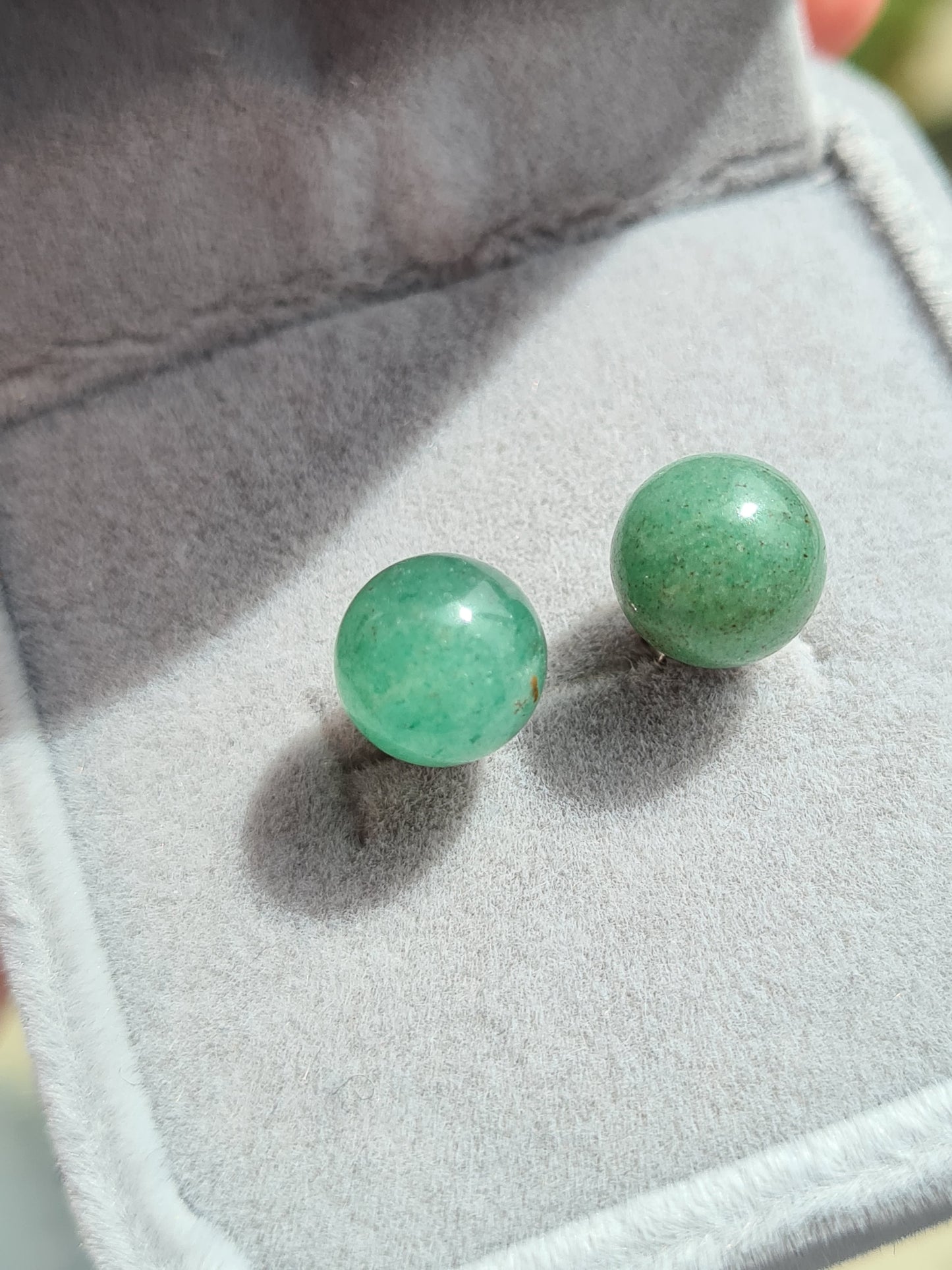 8ct Green Aventurine Solitaire Stud Earrings 925 Sterling Silver