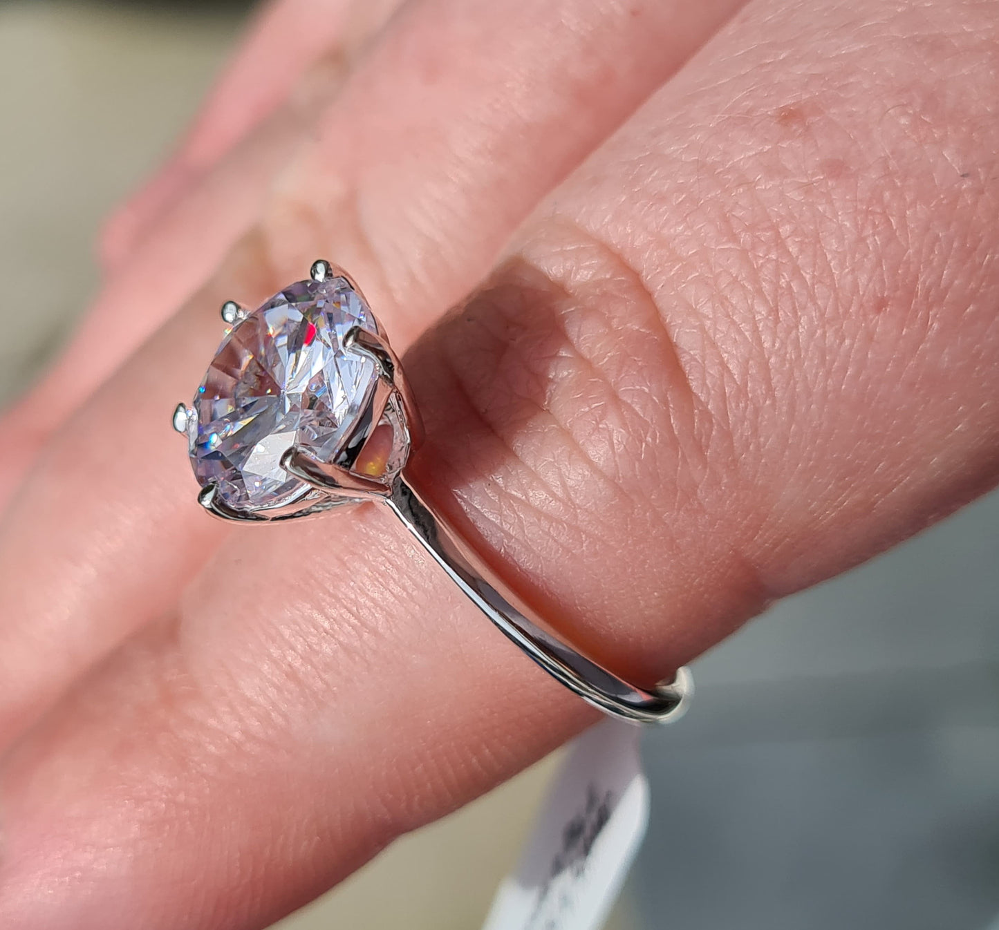 Simulated Diamond Solitaire Ring Set in 925 Sterling Silver SIZE O