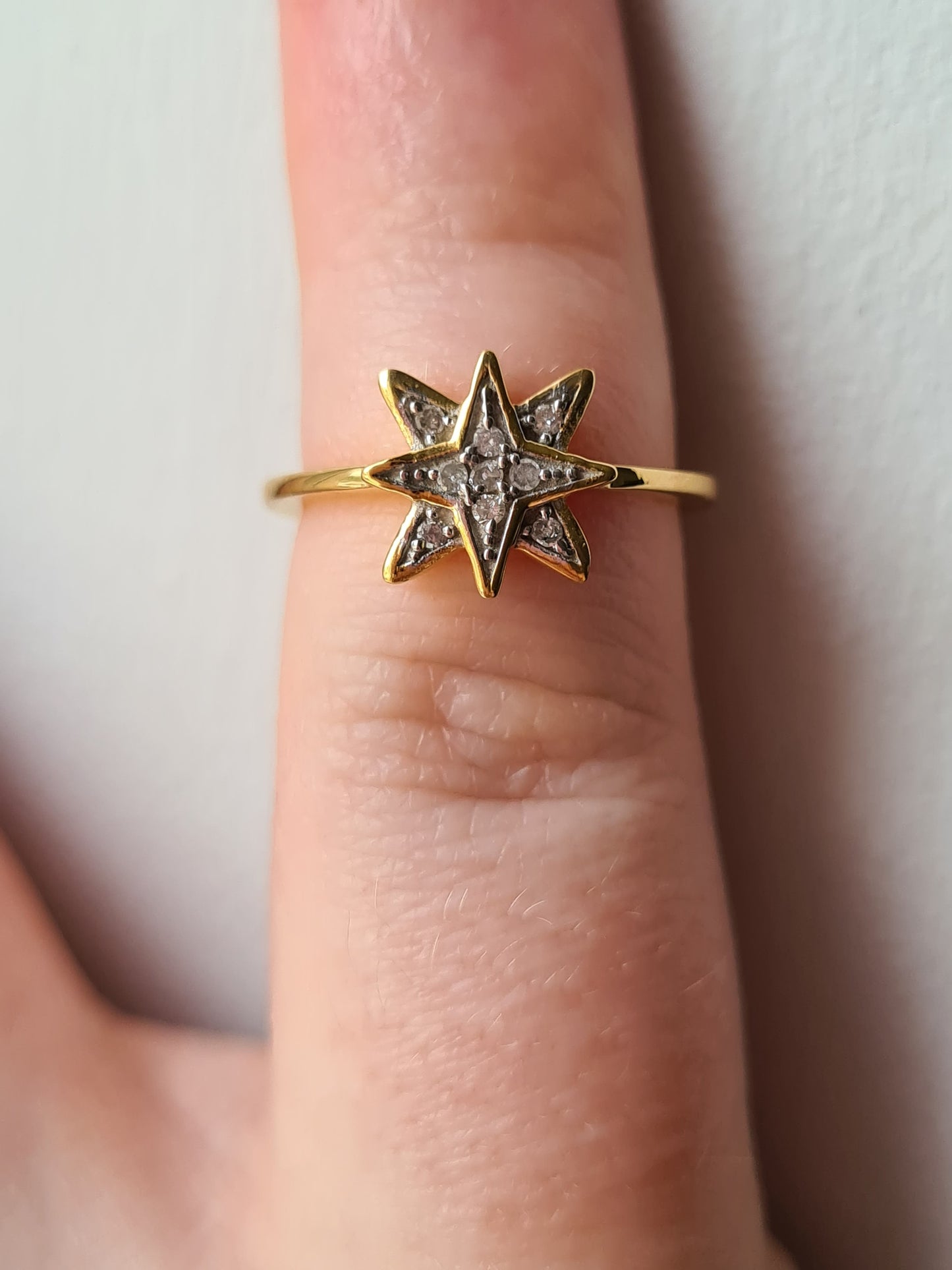 Natural Diamond Ring in 14K Gold Overlay Sterling Silver SIZE H