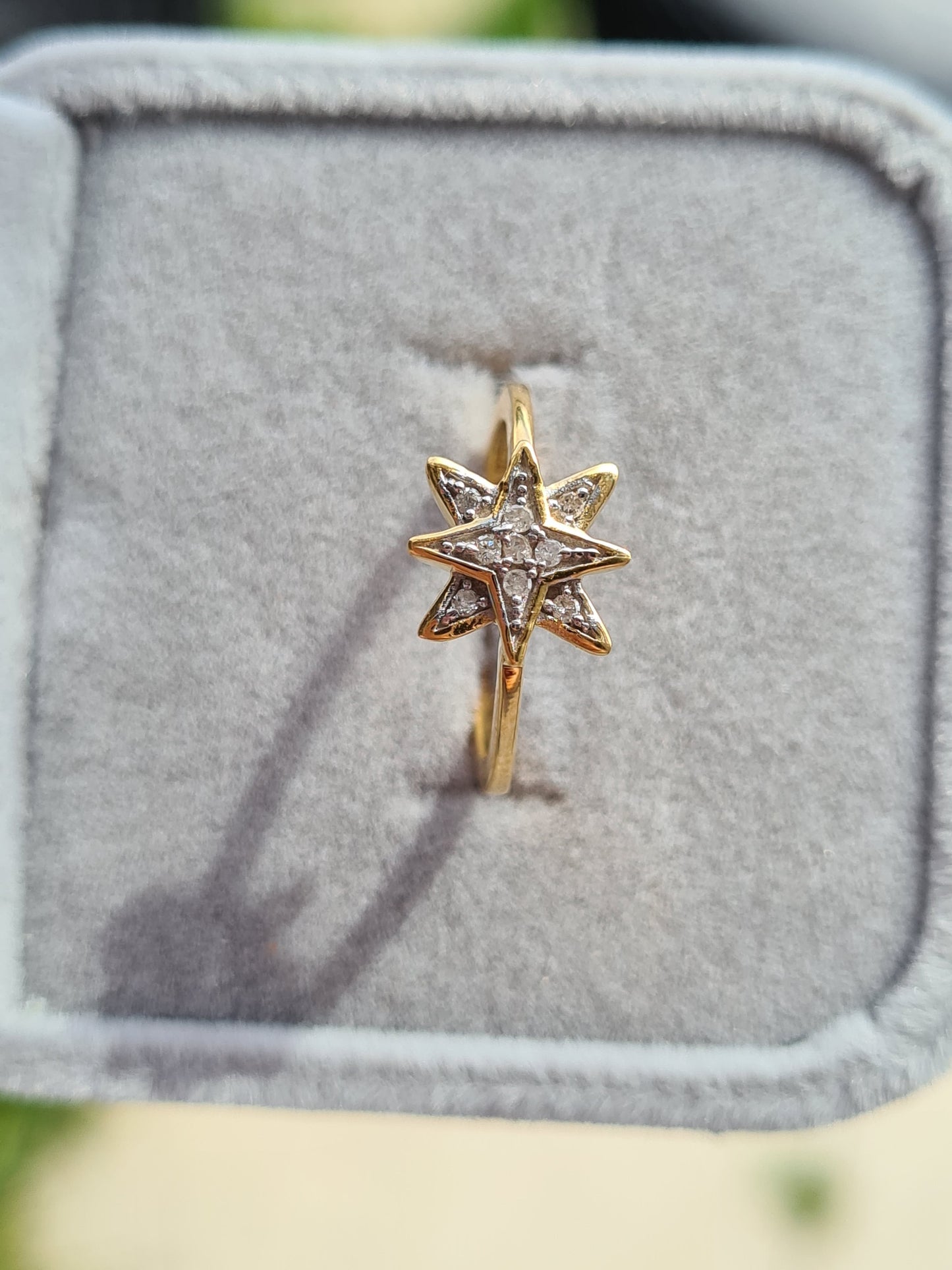 Natural Diamond Ring in 14K Gold Overlay Sterling Silver SIZE H