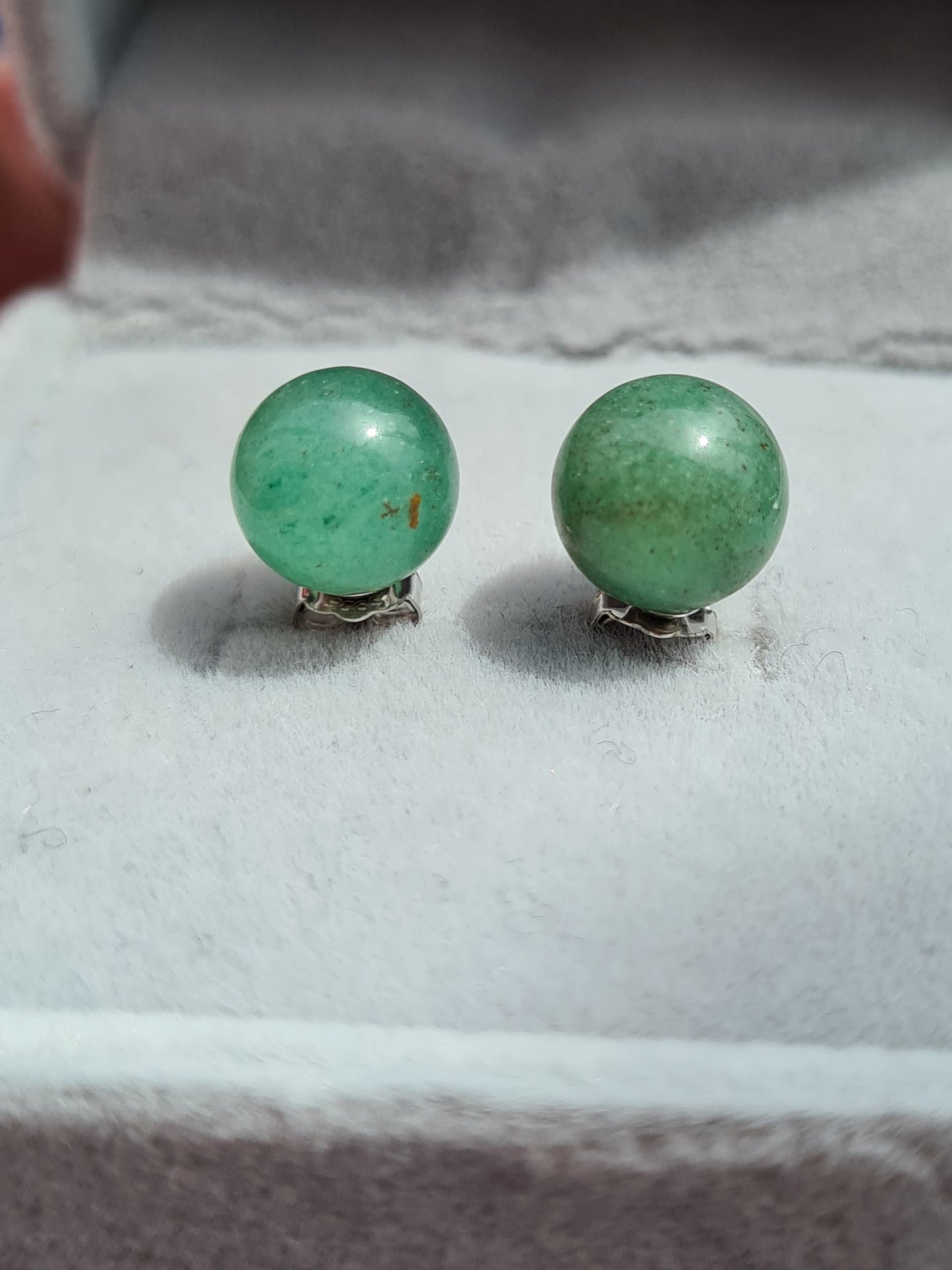 8ct Green Aventurine Solitaire Stud Earrings 925 Sterling Silver