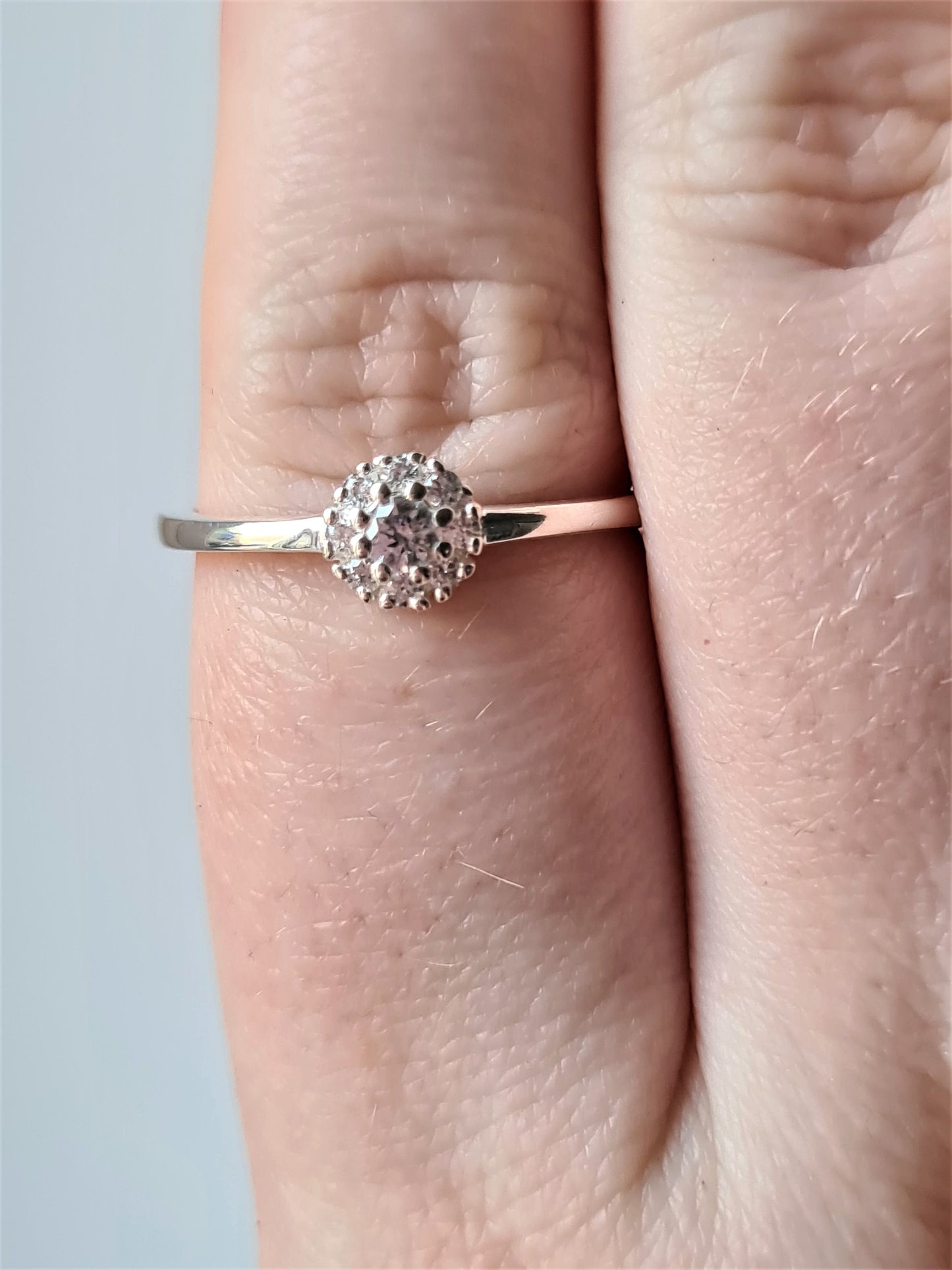 Swarovski Zirconia Small Floral Halo Ring 925 Sterling Silver SIZE T