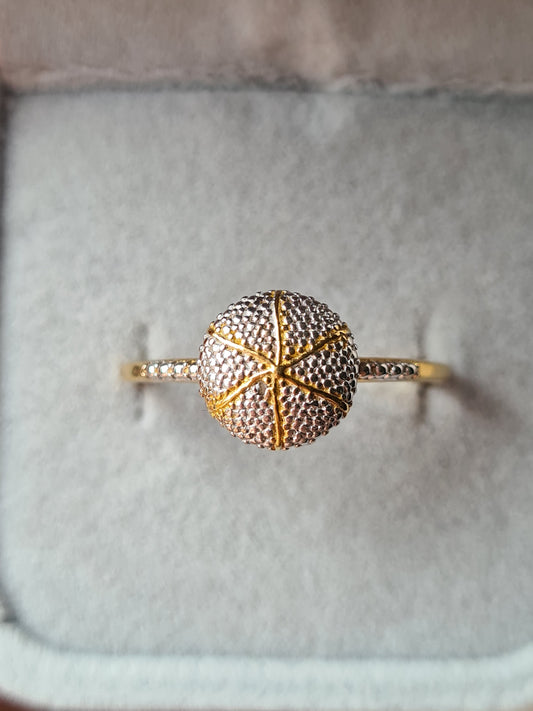 14K Gold Overlay Sterling Silver Diamond Ring SIZE V