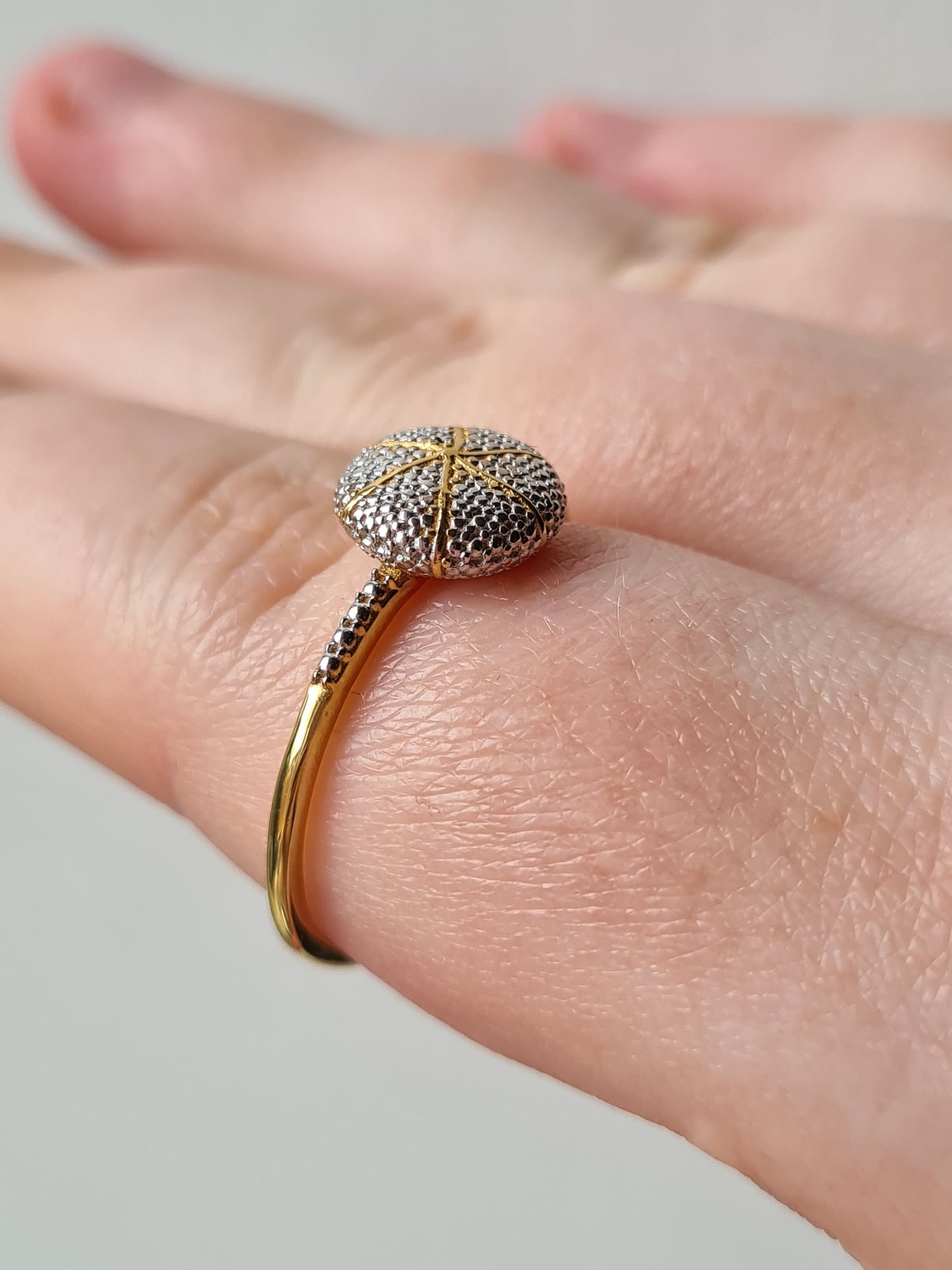 14K Gold Overlay Sterling Silver Diamond Ring SIZE V