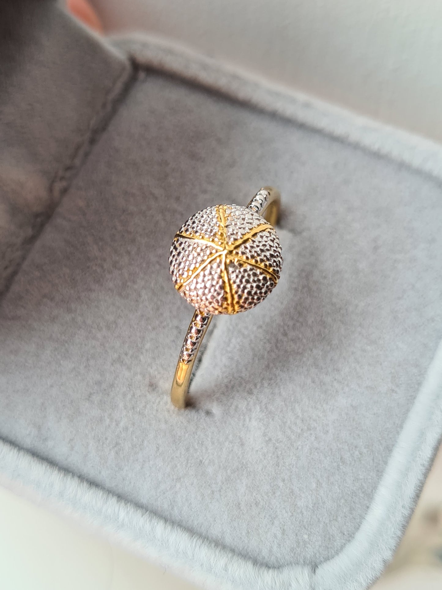 14K Gold Overlay Sterling Silver Diamond Ring SIZE V