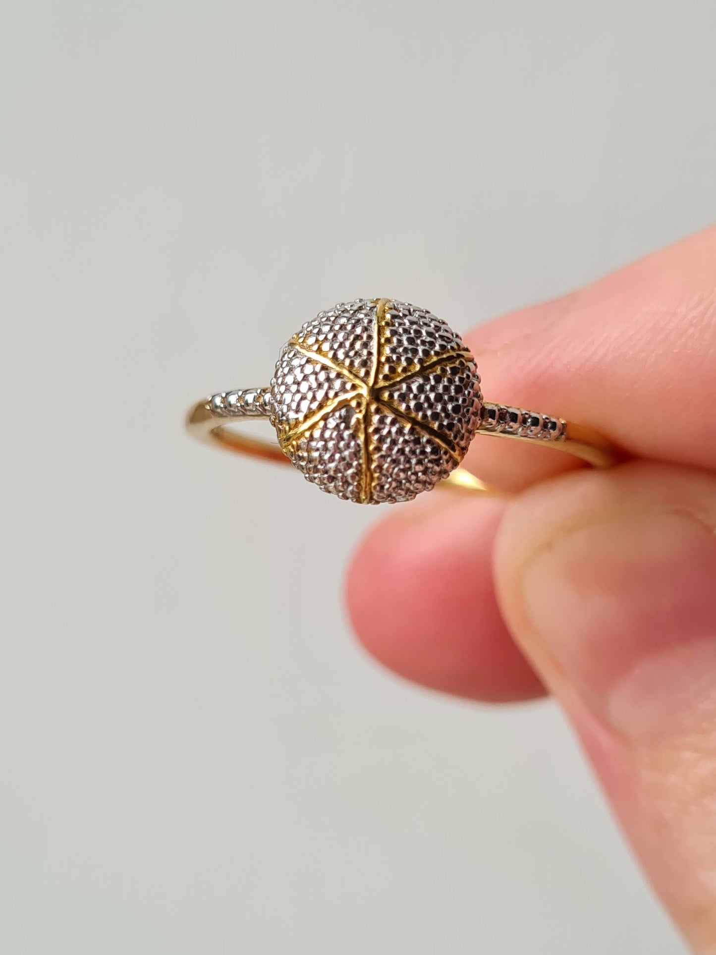 14K Gold Overlay Sterling Silver Diamond Ring SIZE V