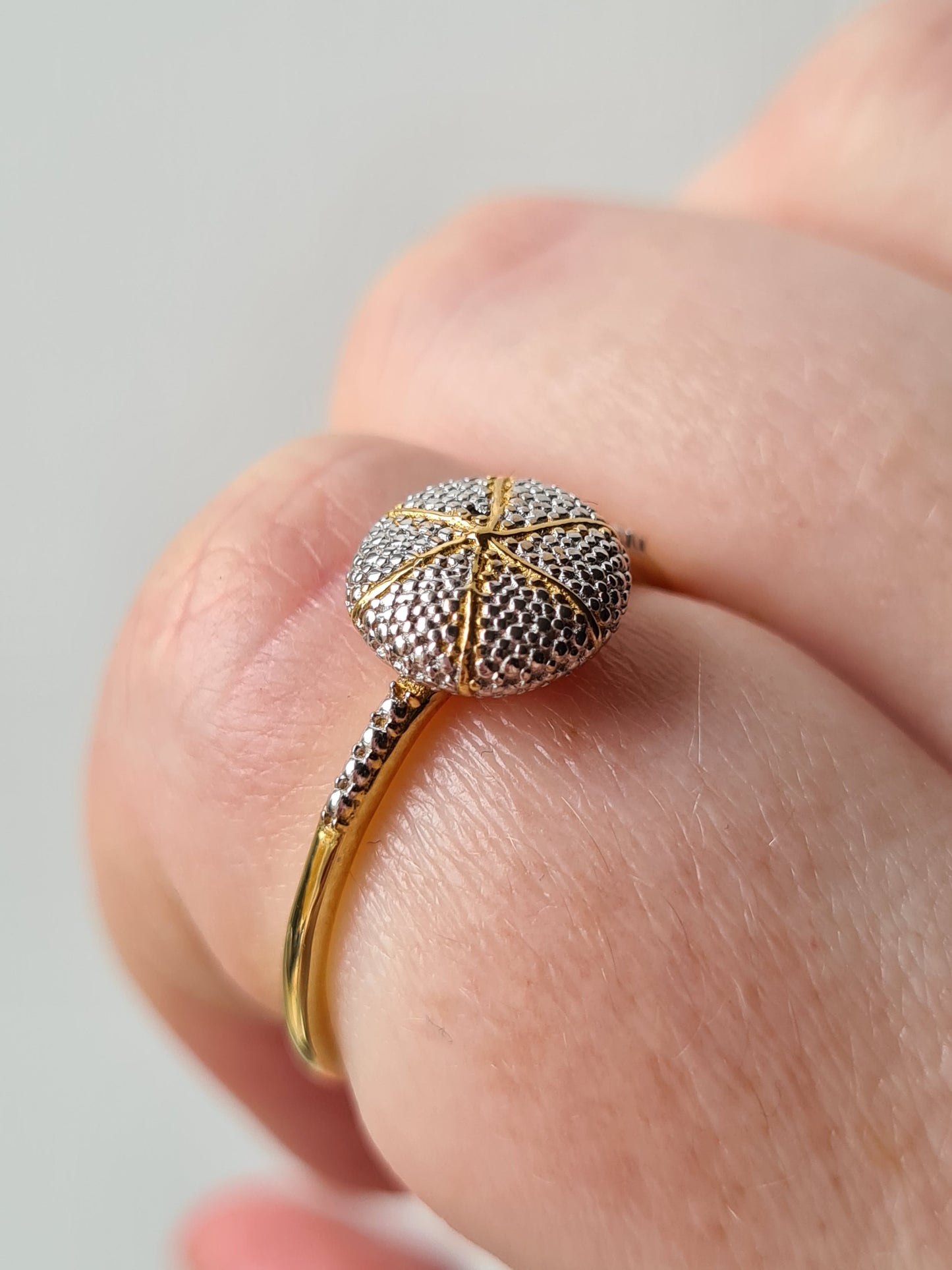14K Gold Overlay Sterling Silver Diamond Ring SIZE V