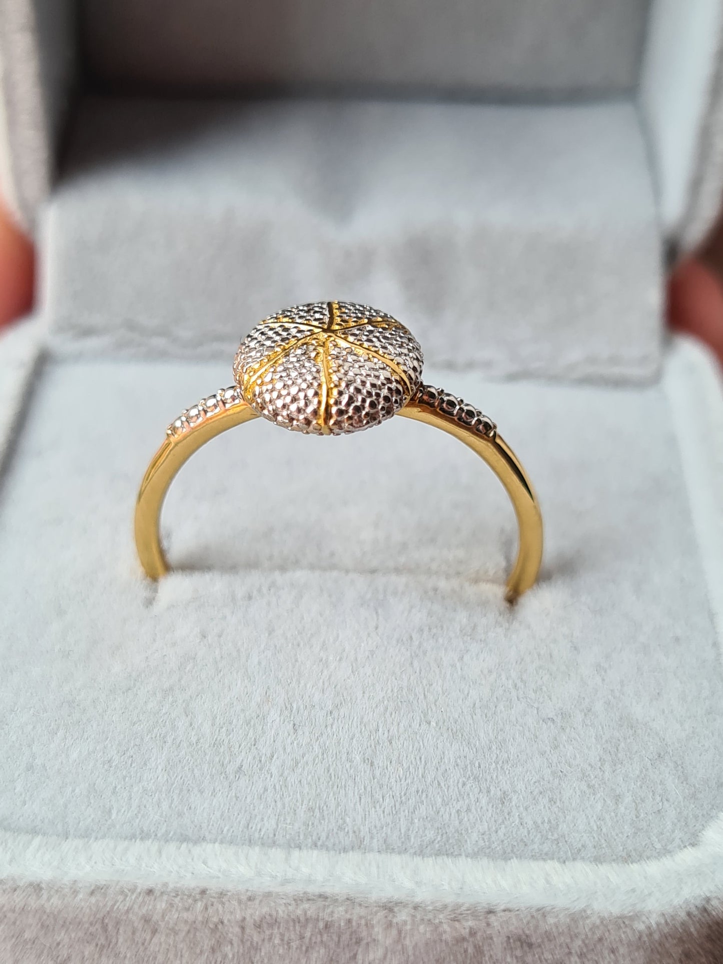 14K Gold Overlay Sterling Silver Diamond Ring SIZE V
