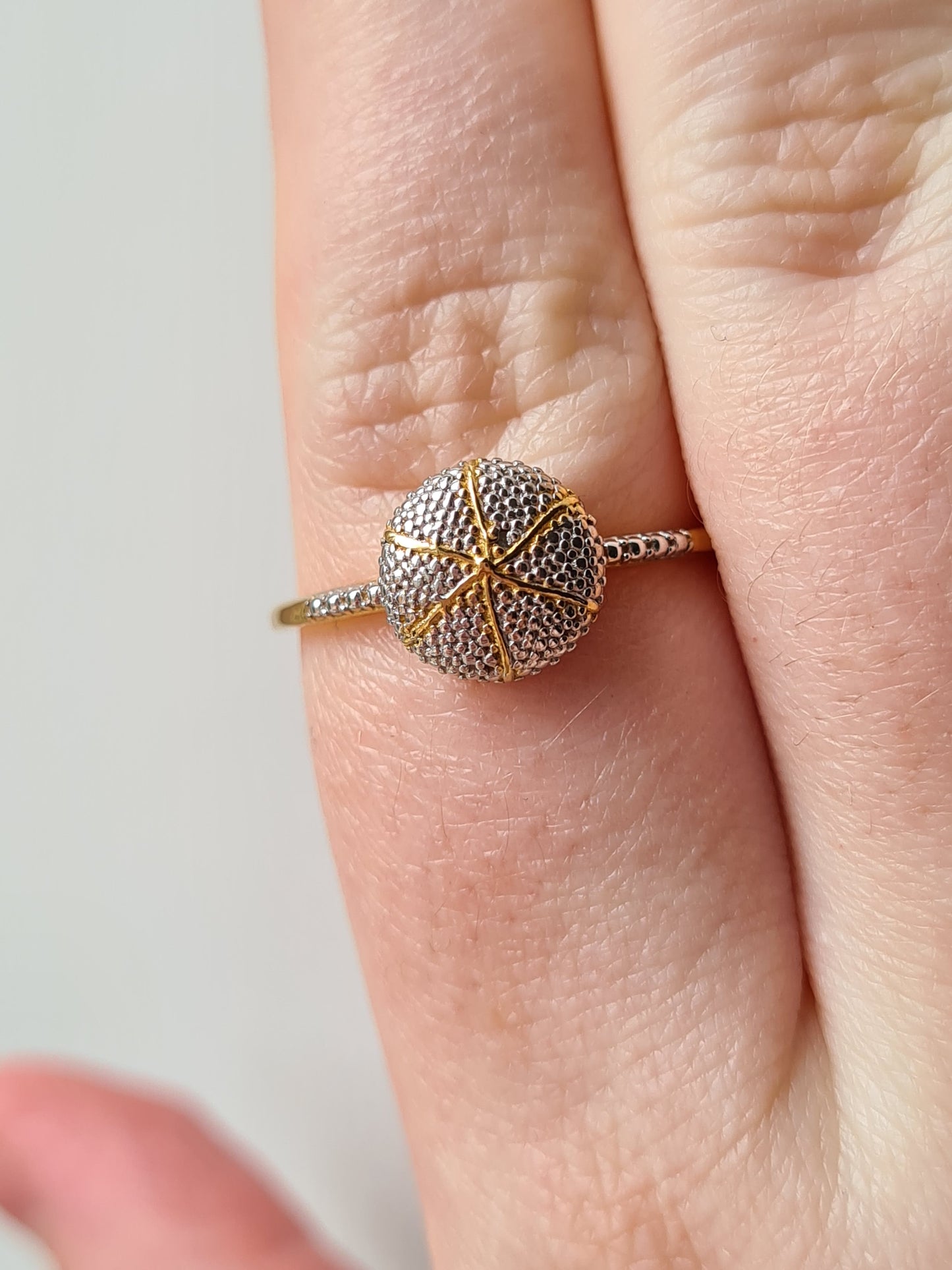 14K Gold Overlay Sterling Silver Diamond Ring SIZE V