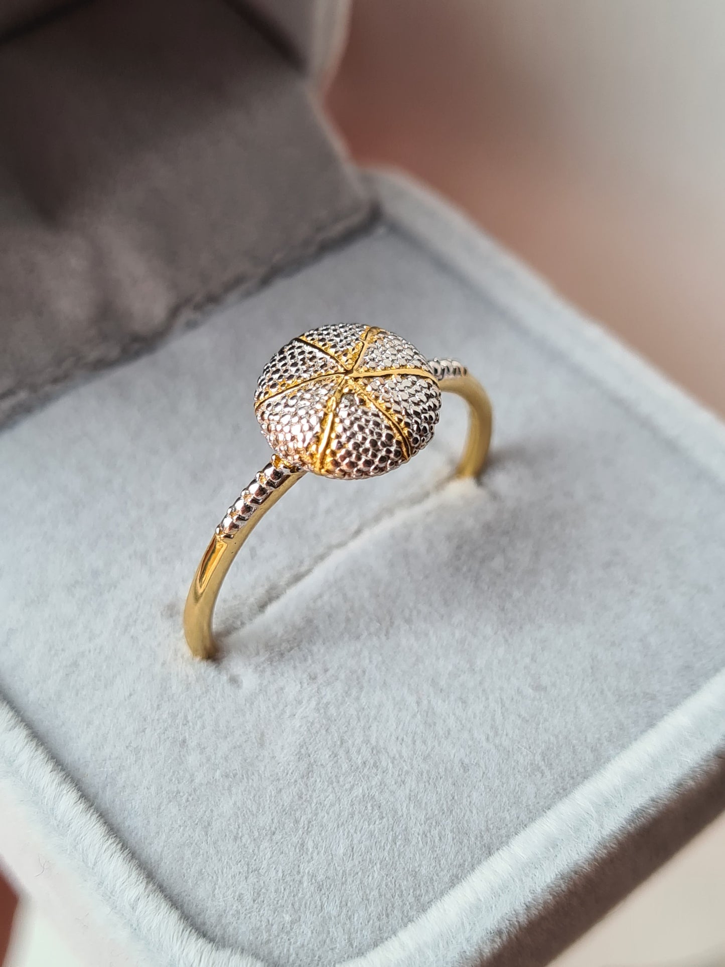 14K Gold Overlay Sterling Silver Diamond Ring SIZE V
