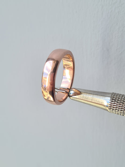 Rose Gold Overlay Sterling Silver Band Ring SIZE L