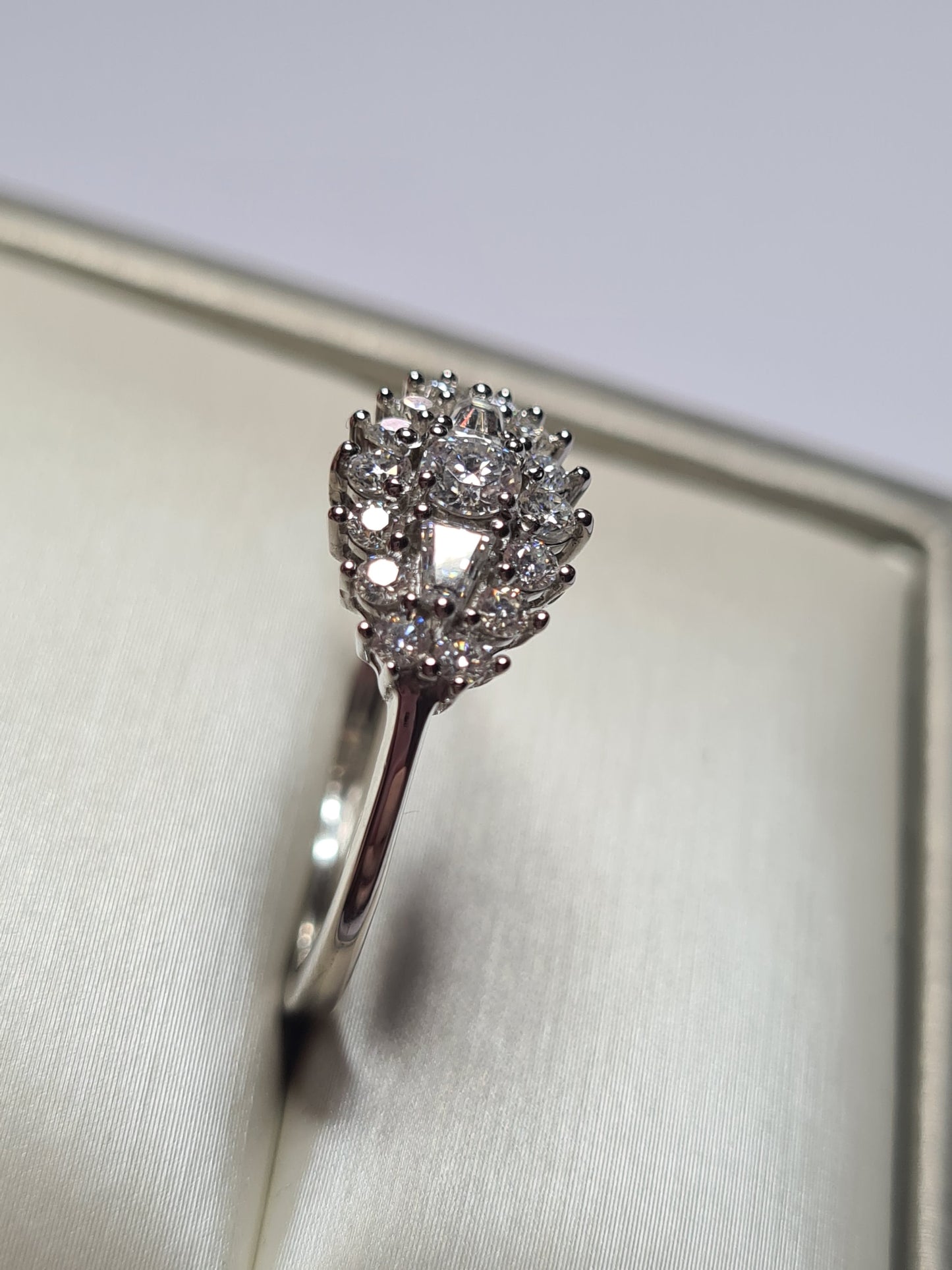 Moissanite Boat Ring 925 Sterling Silver SIZE U