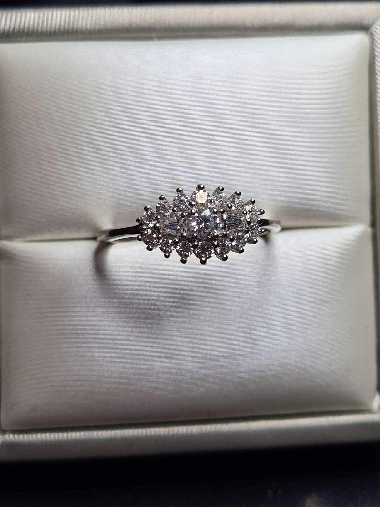 Moissanite Boat Ring 925 Sterling Silver SIZE U