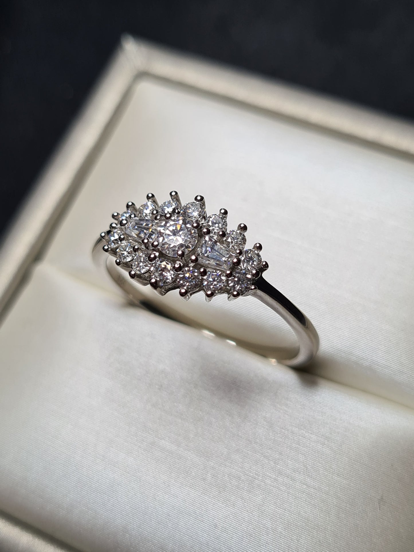 Moissanite Boat Ring 925 Sterling Silver SIZE U