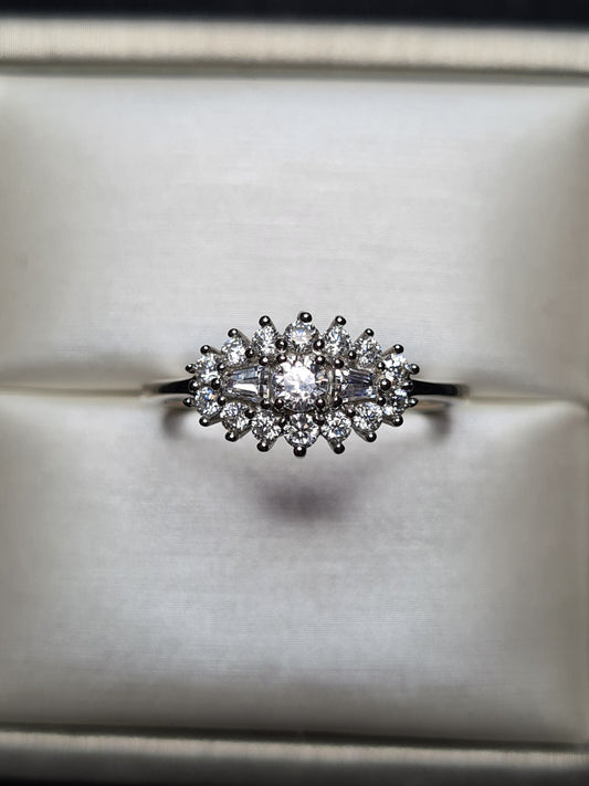 Moissanite Boat Ring 925 Sterling Silver SIZE U