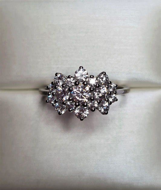 Swarovski Zirconia Cluster boat Ring 925 Sterling Silver SIZES S,U