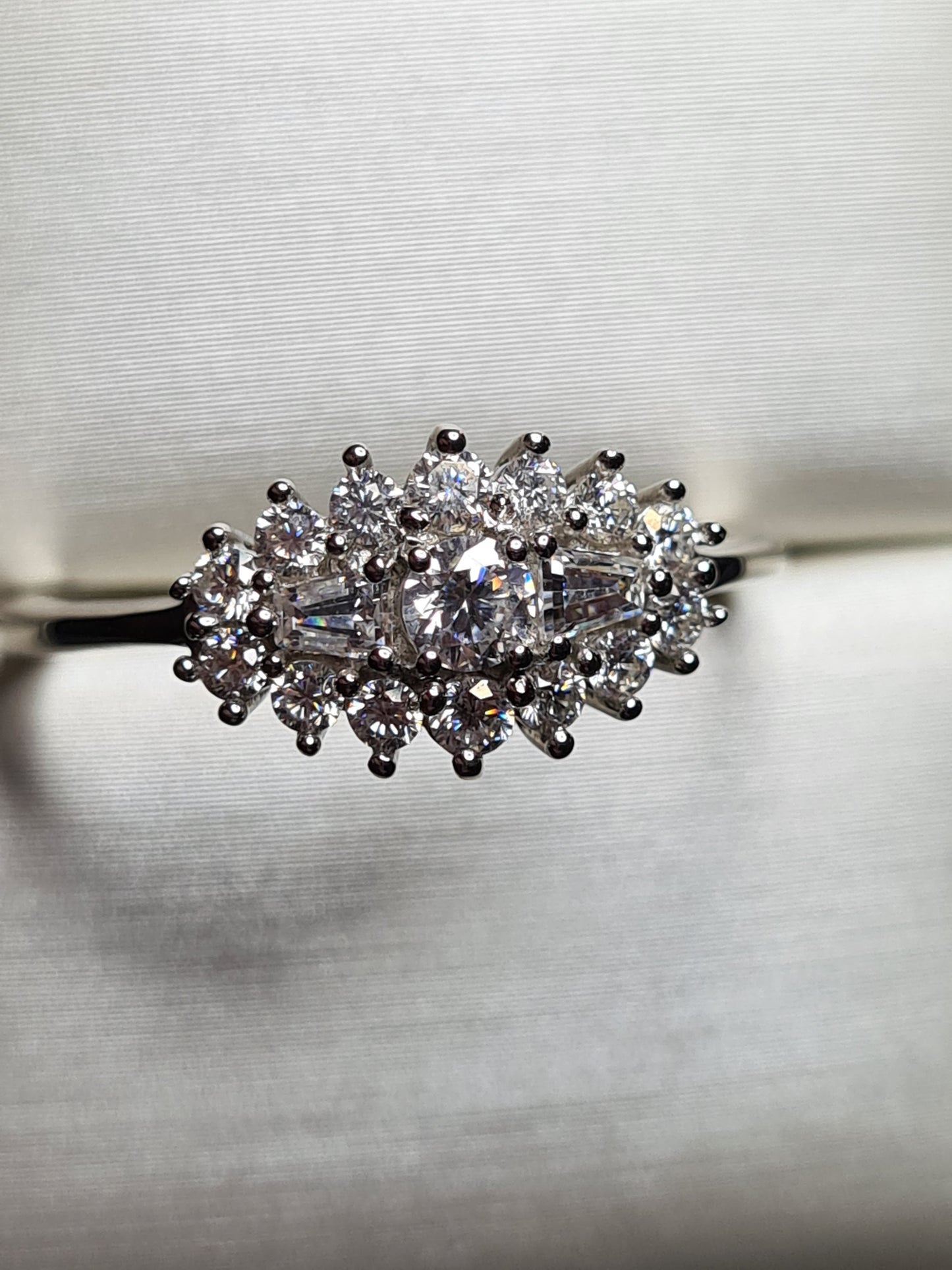Moissanite Boat Ring 925 Sterling Silver SIZE U
