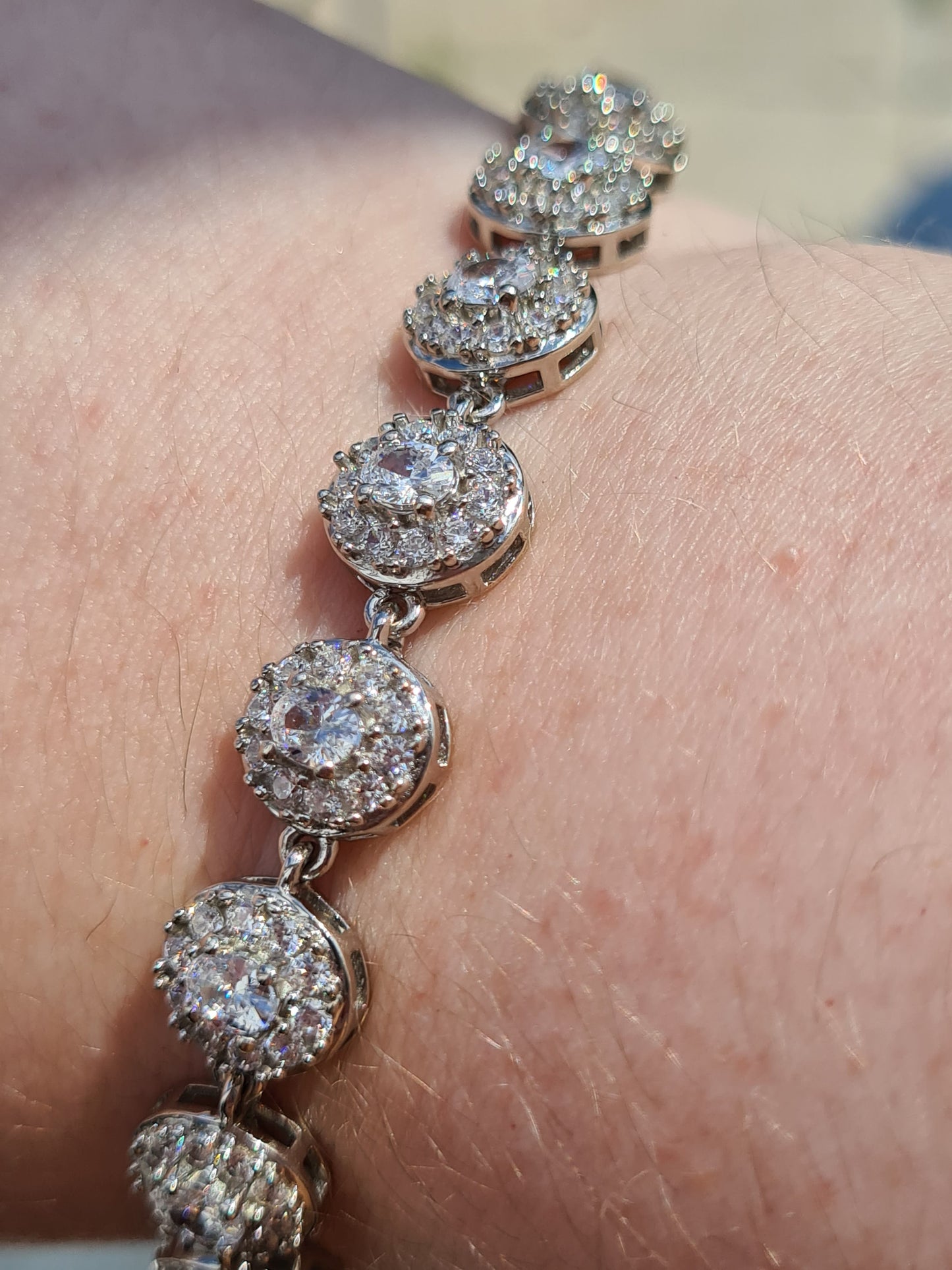 Swarovski Zirconia Halo Bracelet 925 Sterling Silver