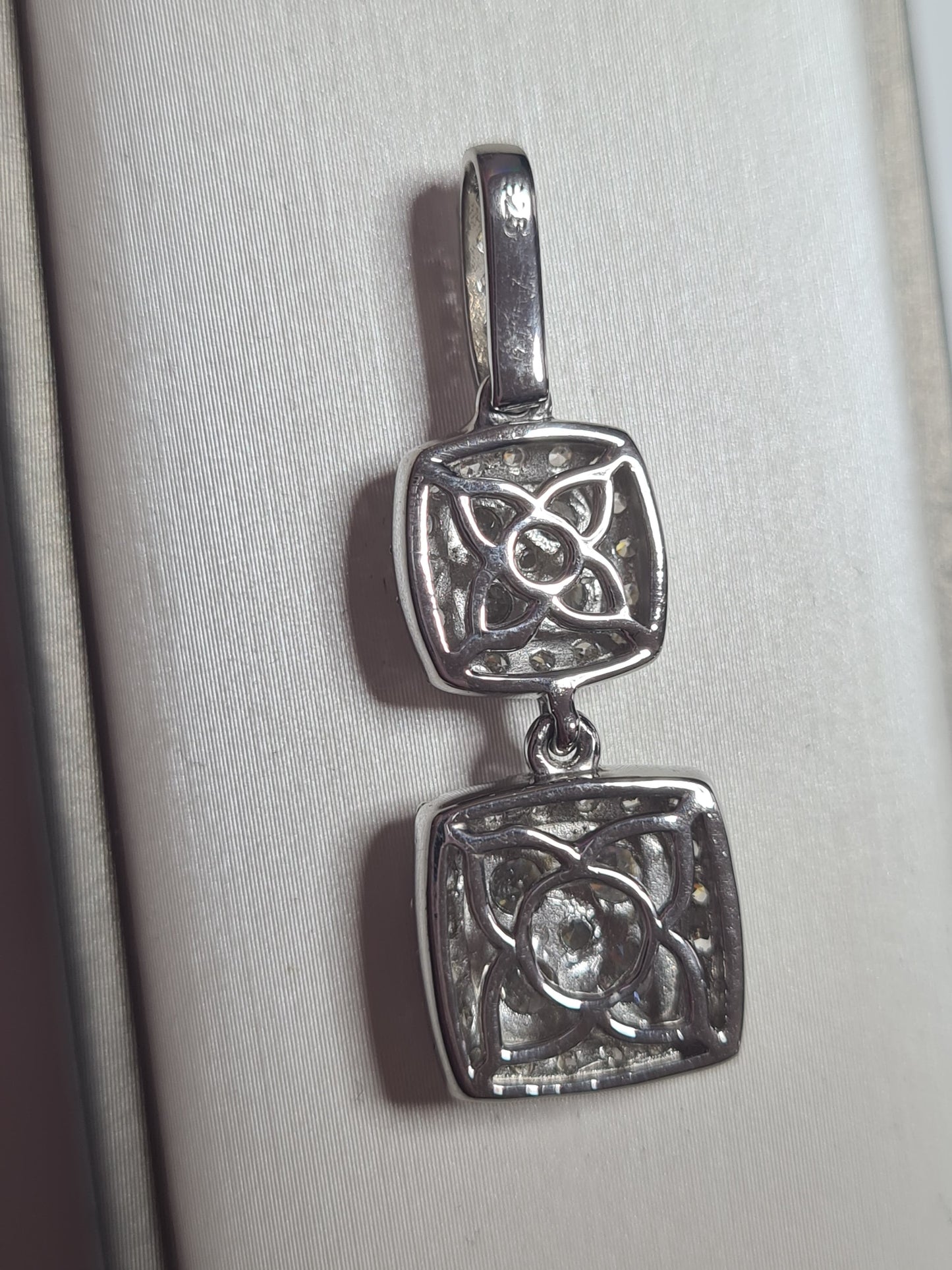 Swarovski Zirconia Double Square Droplet Pendant 925 Sterling Silver