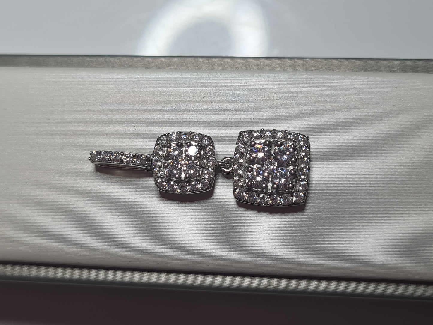 Swarovski Zirconia Double Square Droplet Pendant 925 Sterling Silver