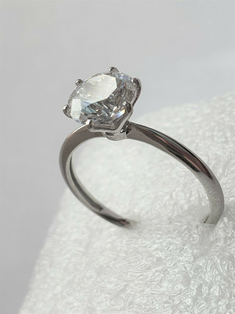 Matrix 6 Prong simulated Diamond Solitaire ring,Swarovski Zirconia  Engagement Ring