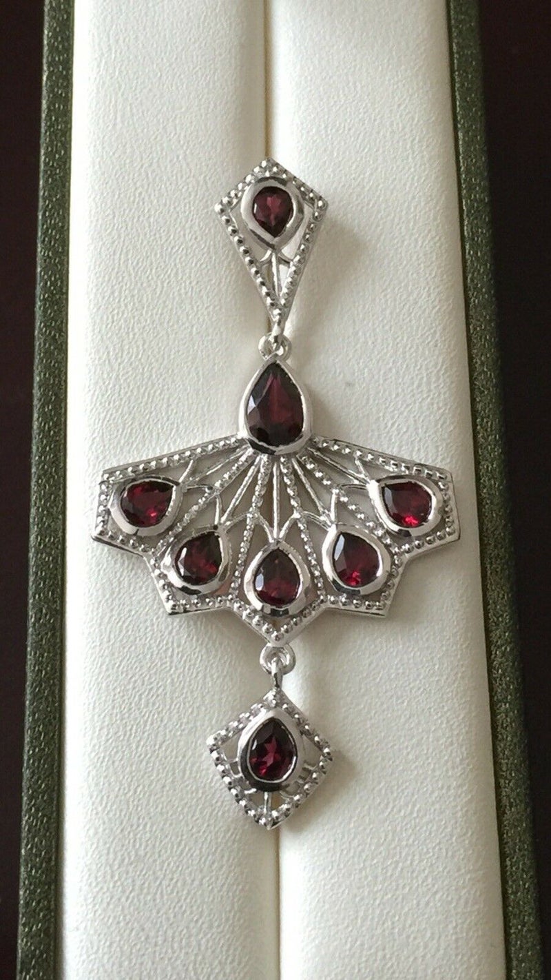 Rhodolite Garnet Fan-Inspired Earrings in 925 Sterling Silver