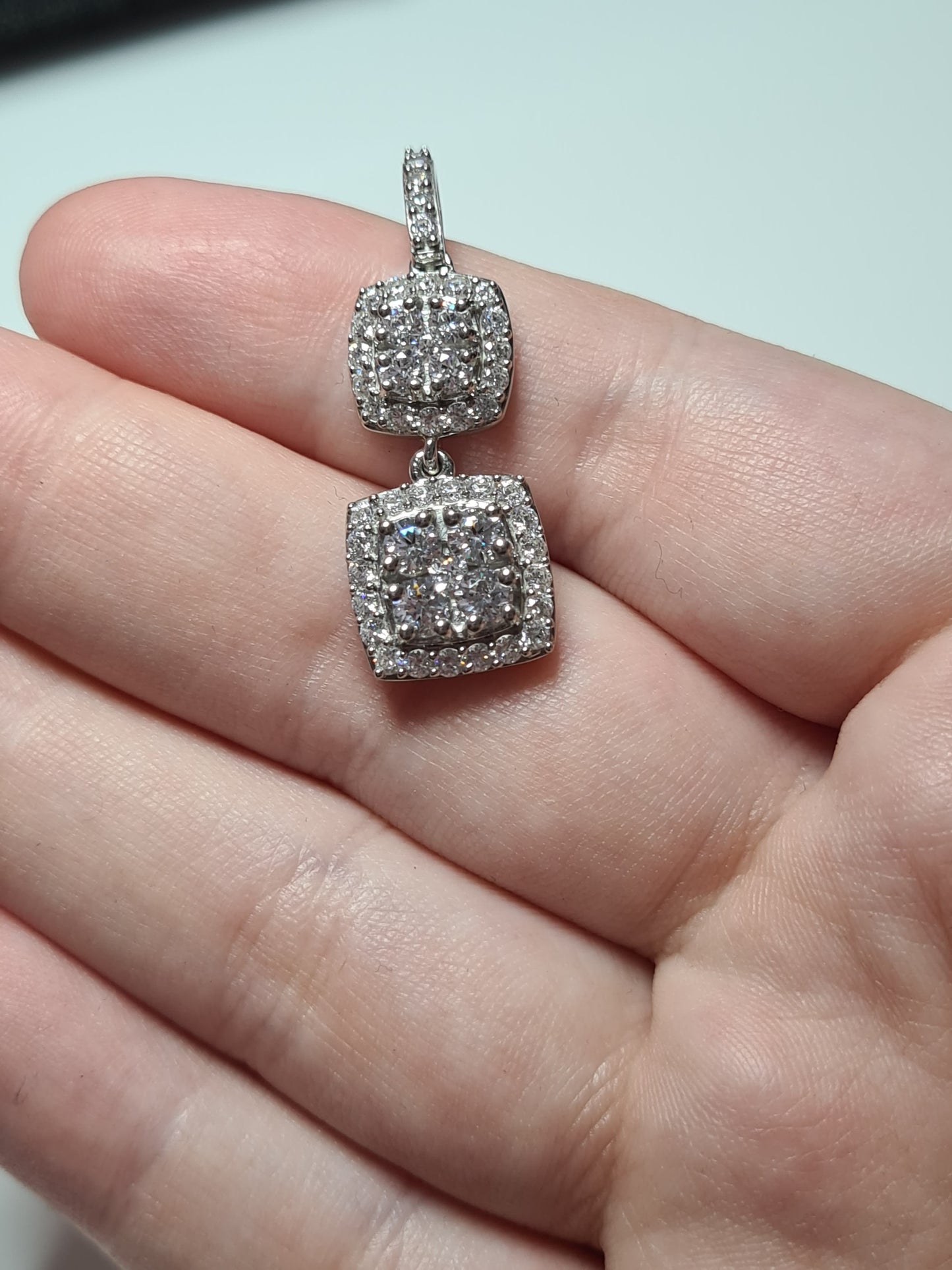 Swarovski Zirconia Double Square Droplet Pendant 925 Sterling Silver